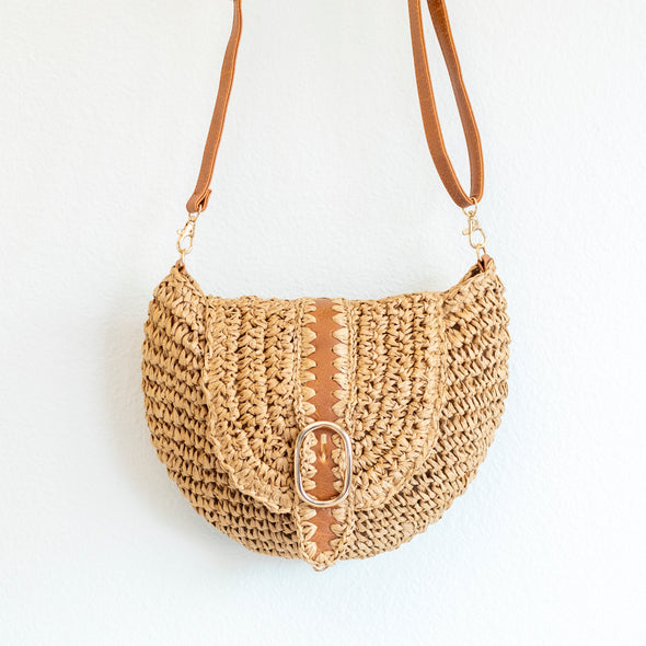 Elena Handbags Straw Woven Crossbody Bag