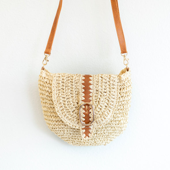 Elena Handbags Straw Woven Crossbody Bag