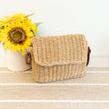 Straw Woven Messenger Bag with Flap