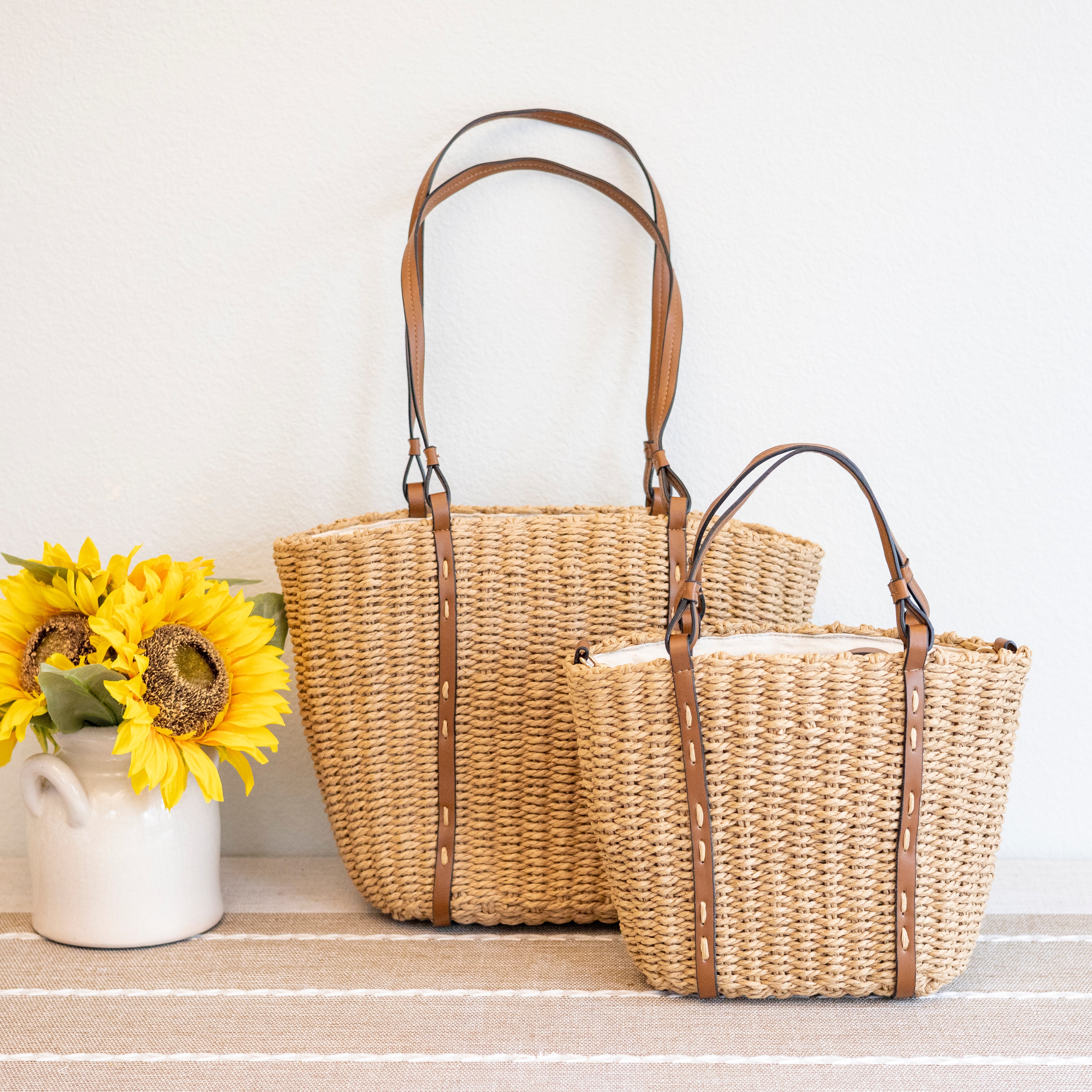 Beach Straw Woven Tote Bag