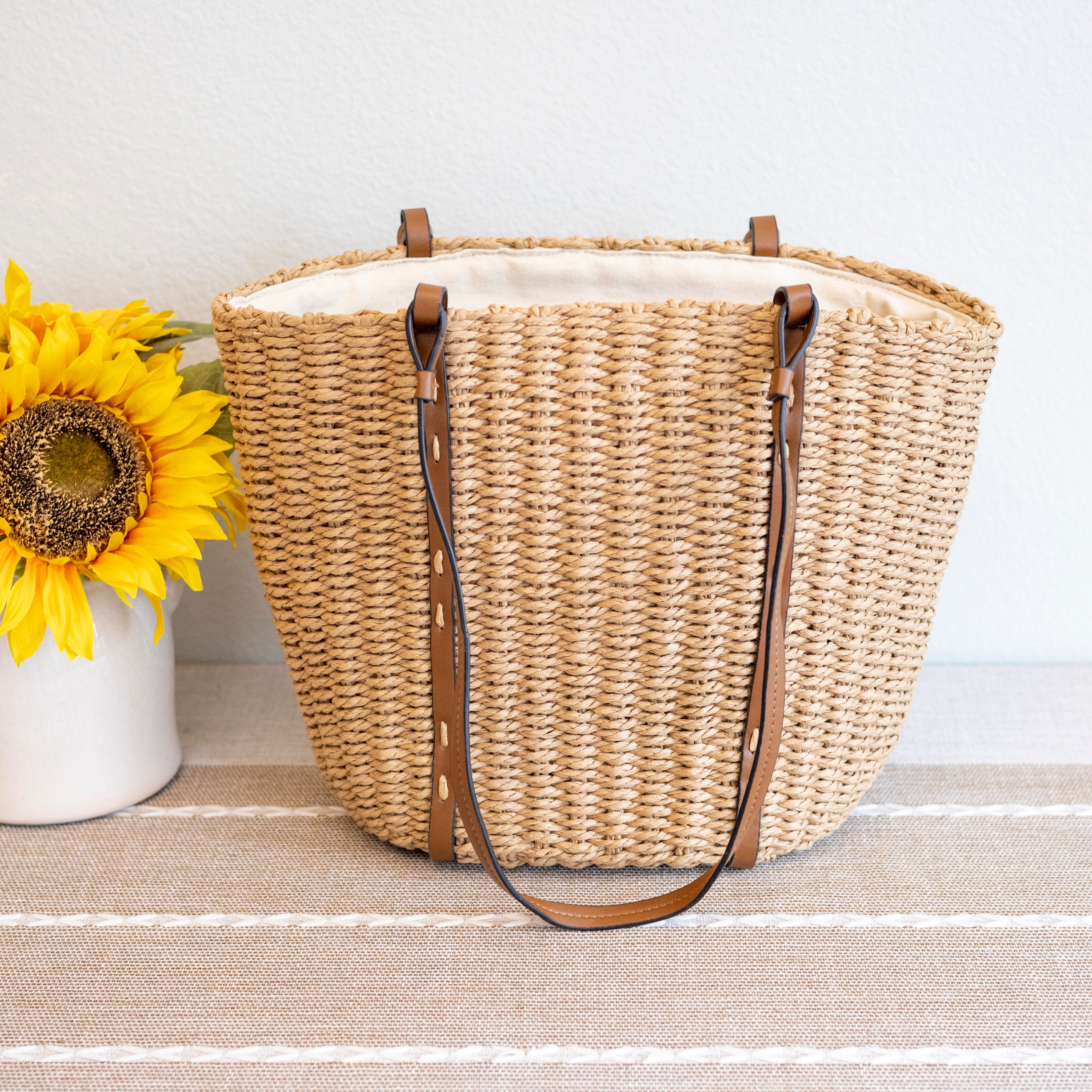 Beach Straw Woven Tote Bag