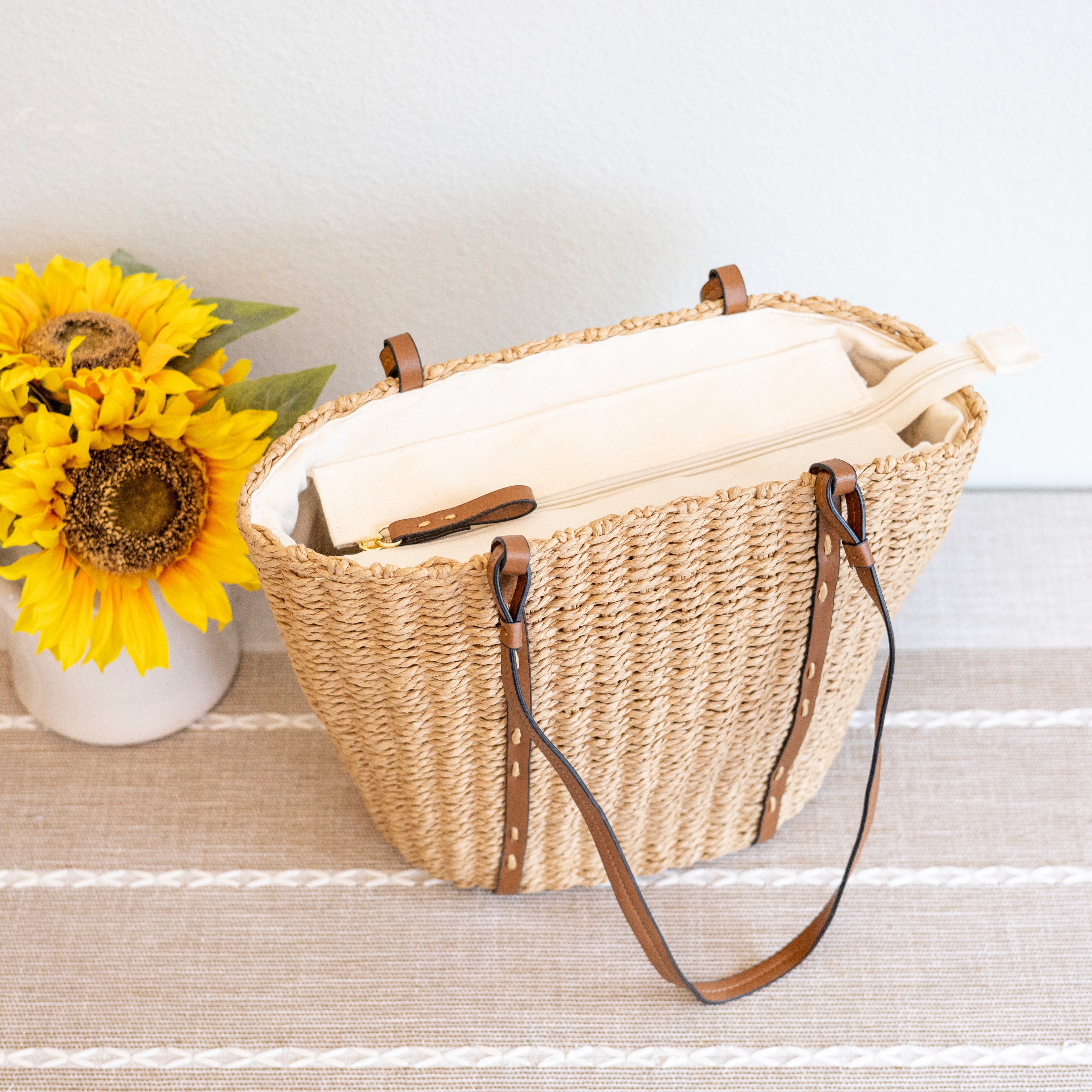 Beach Straw Woven Tote Bag
