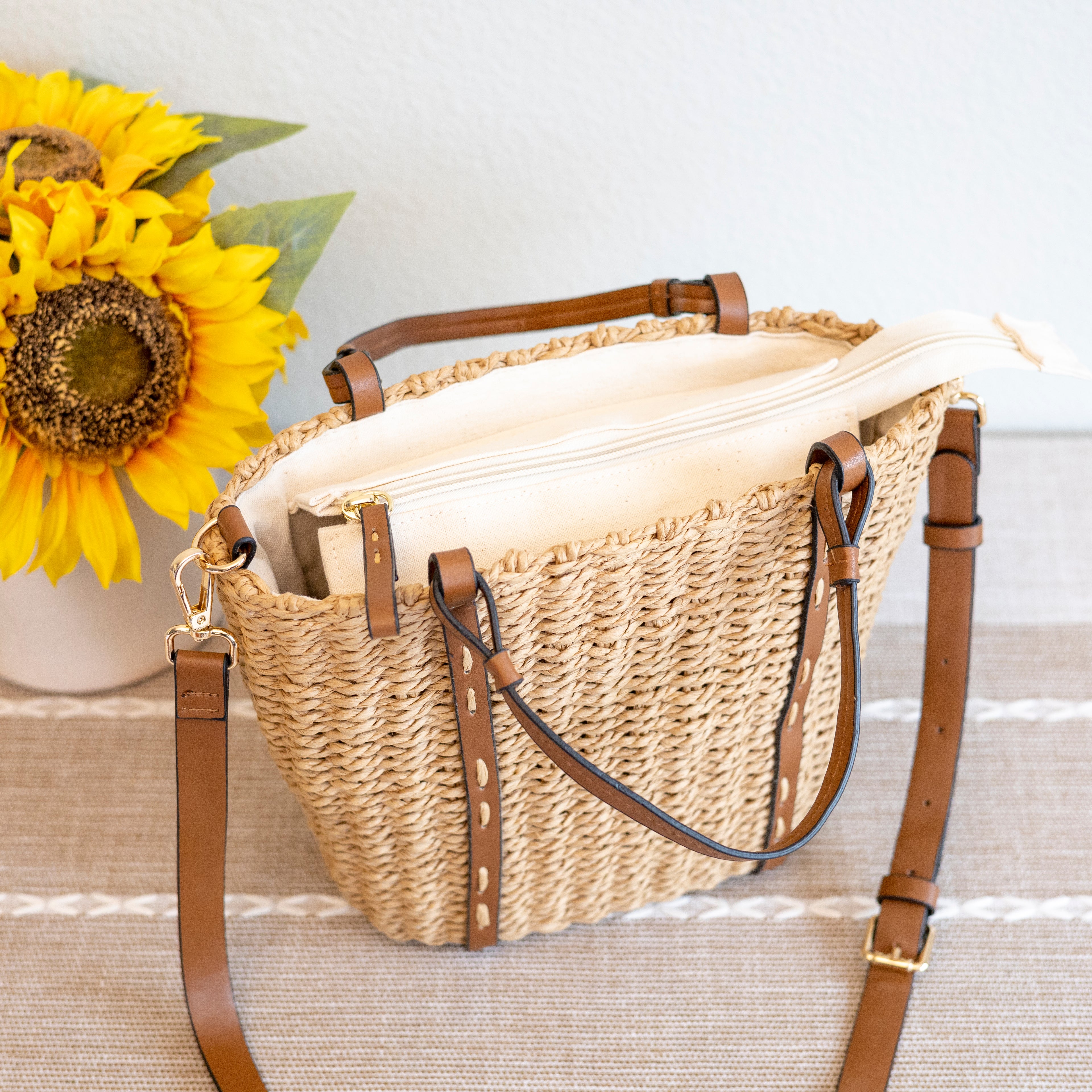 Beach Straw Woven Tote Bag