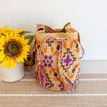 Raffia Straw Pink Wayuu Crossbody Bucket Bag