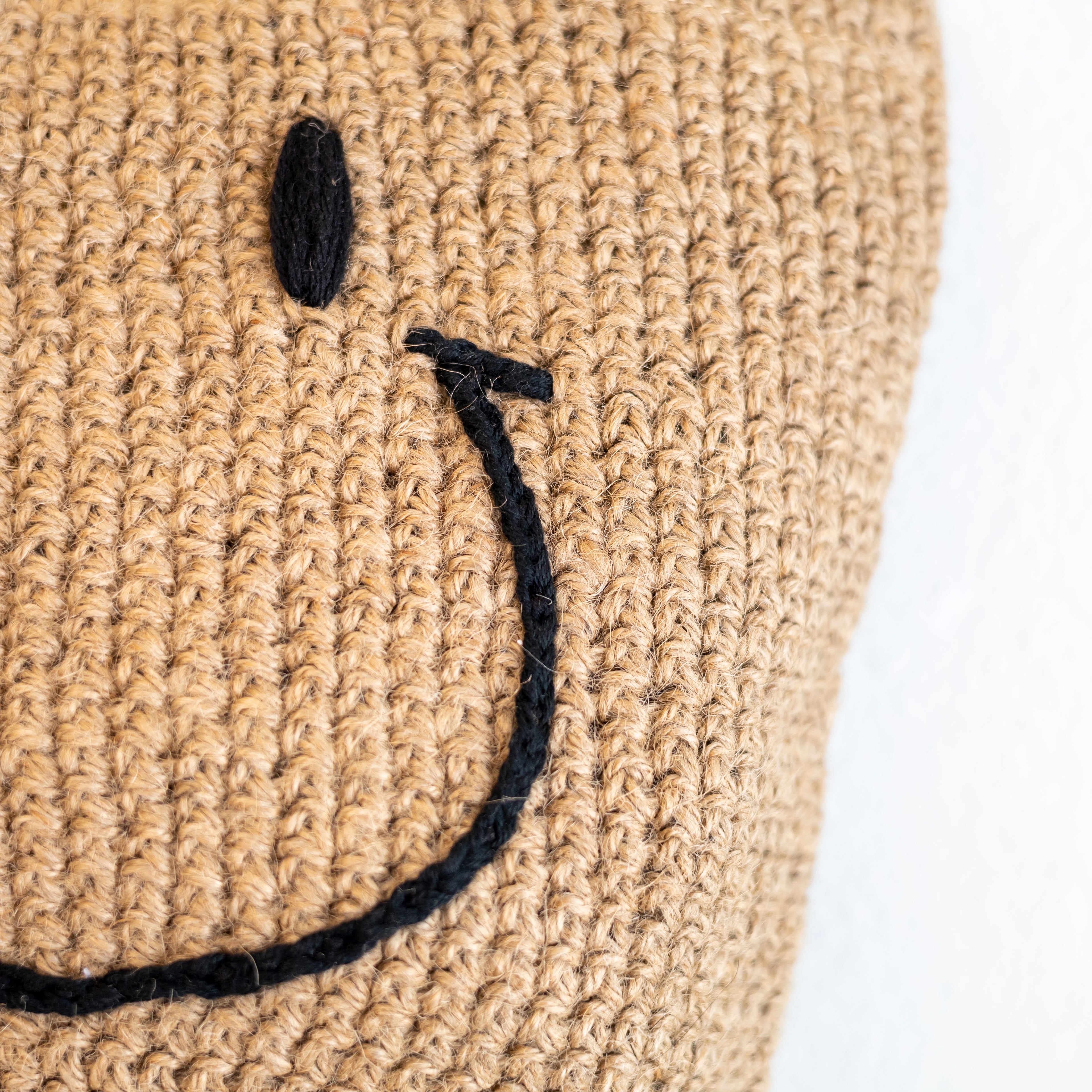 Twine Woven Smiley Face Bag