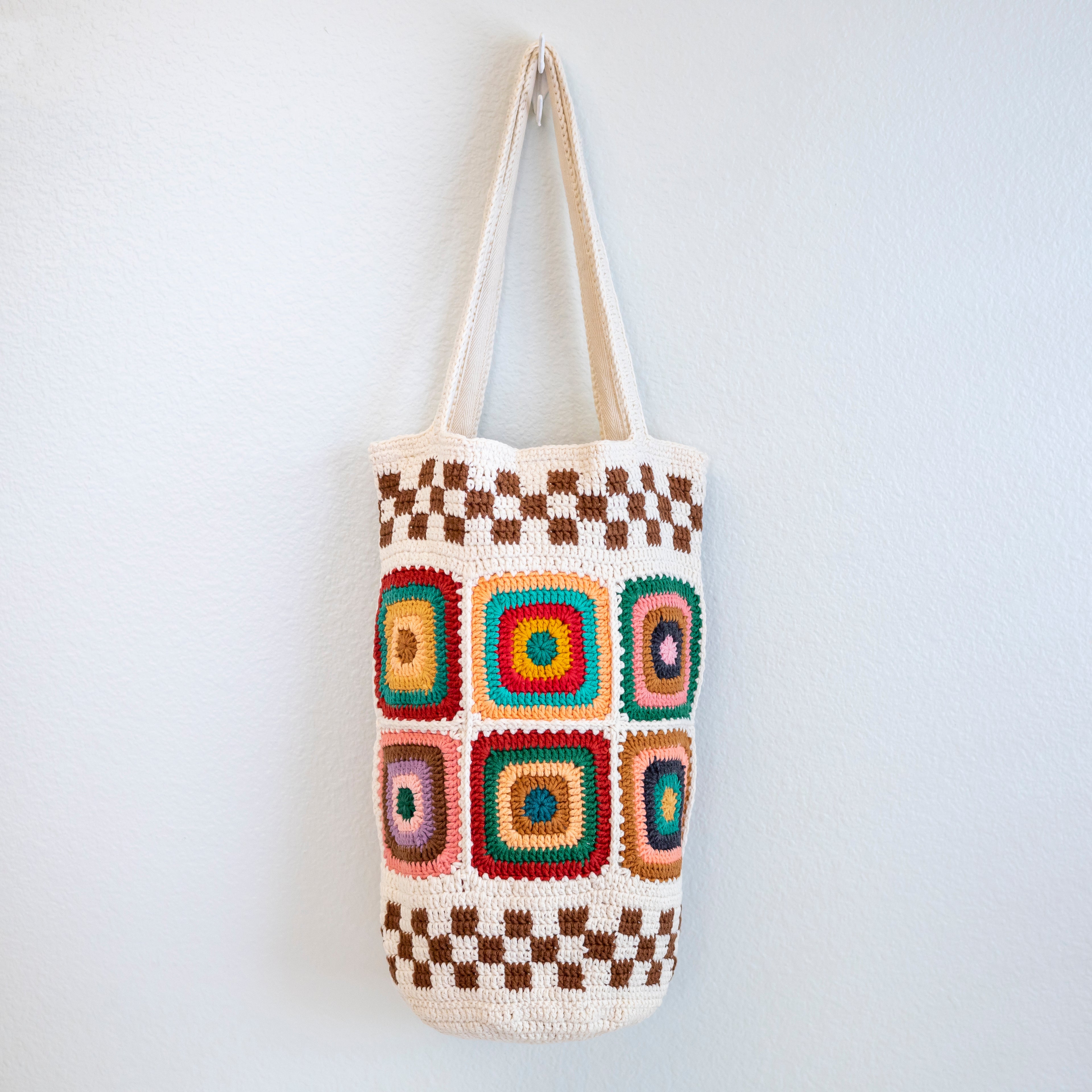 Handmade Granny Square Shoulder Tote Bag