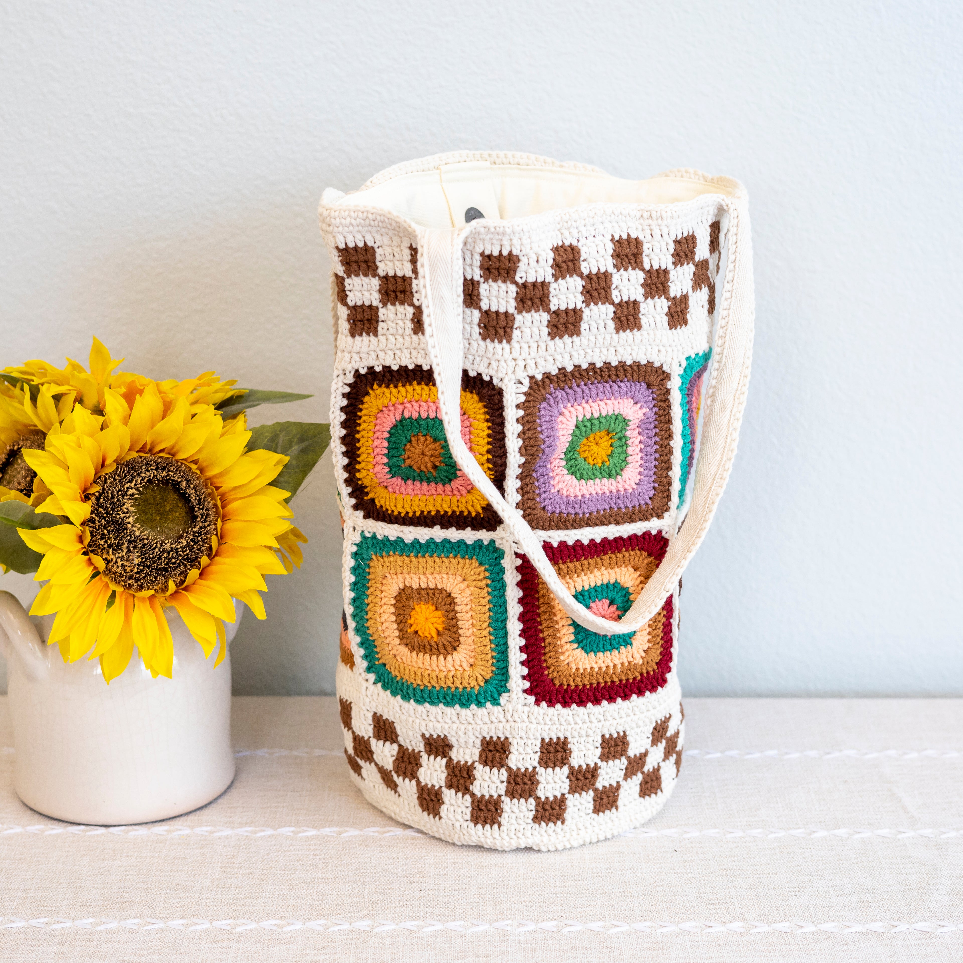Handmade Granny Square Shoulder Tote Bag