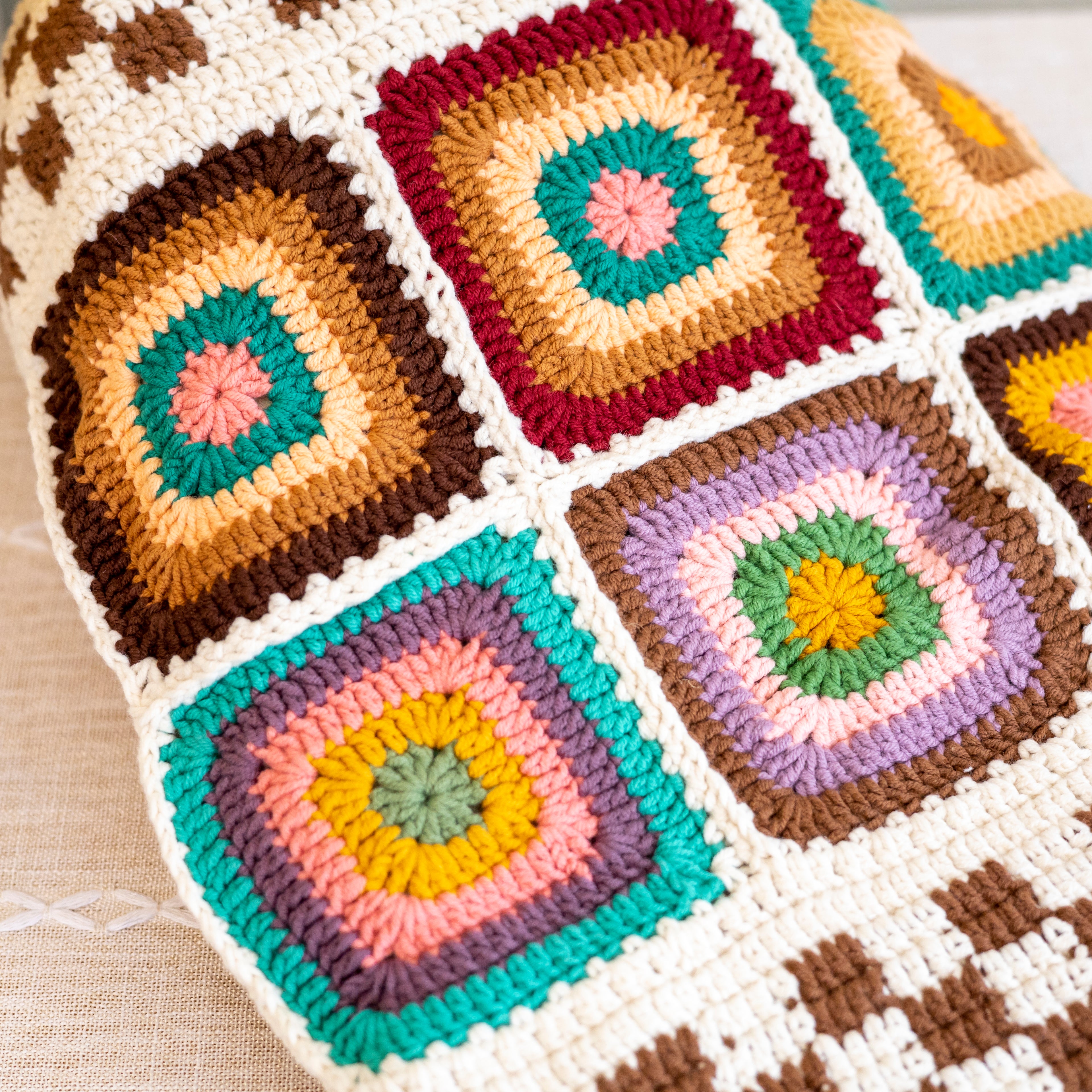 Handmade Granny Square Shoulder Tote Bag