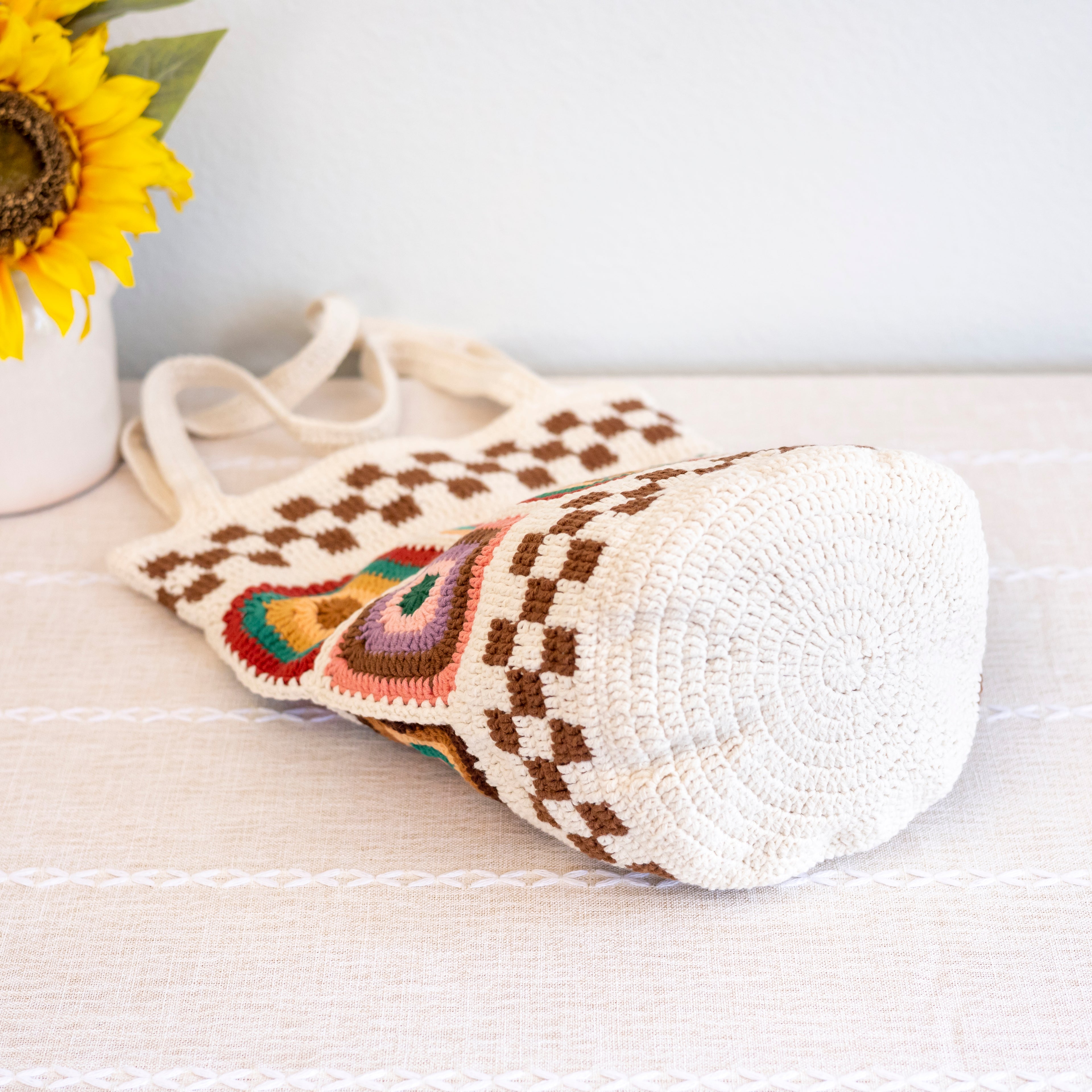 Handmade Granny Square Shoulder Tote Bag
