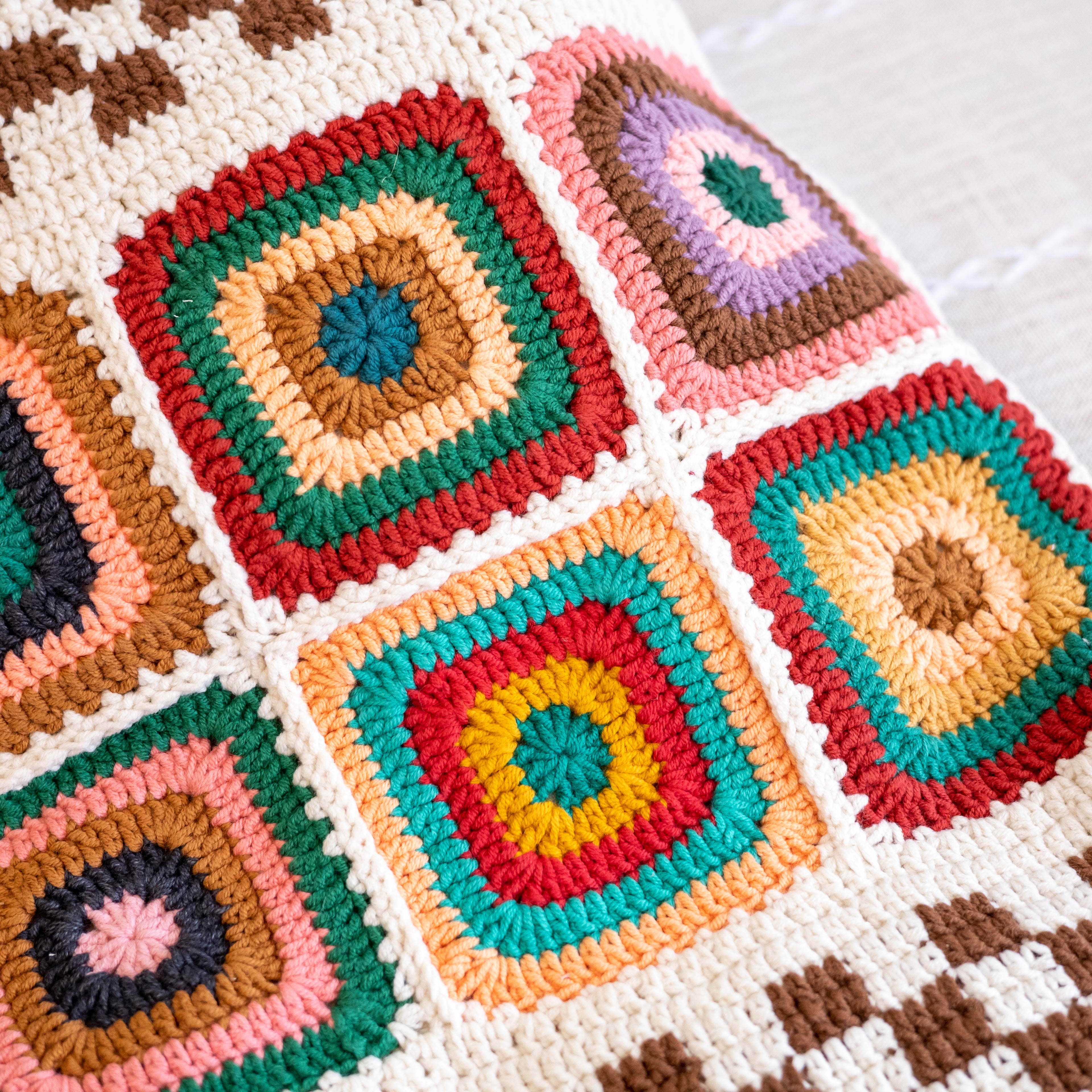 Handmade Granny Square Shoulder Tote Bag