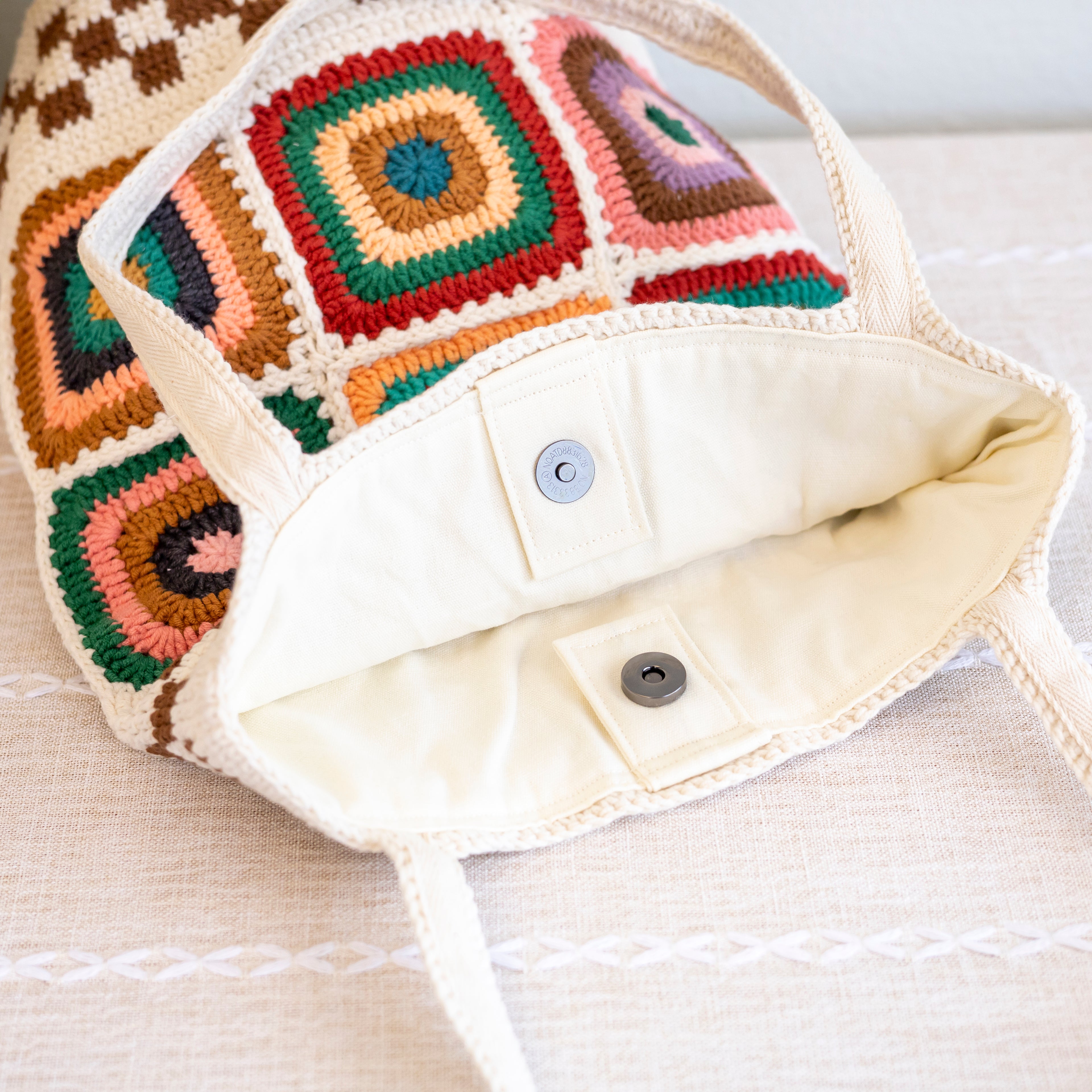 Handmade Granny Square Shoulder Tote Bag