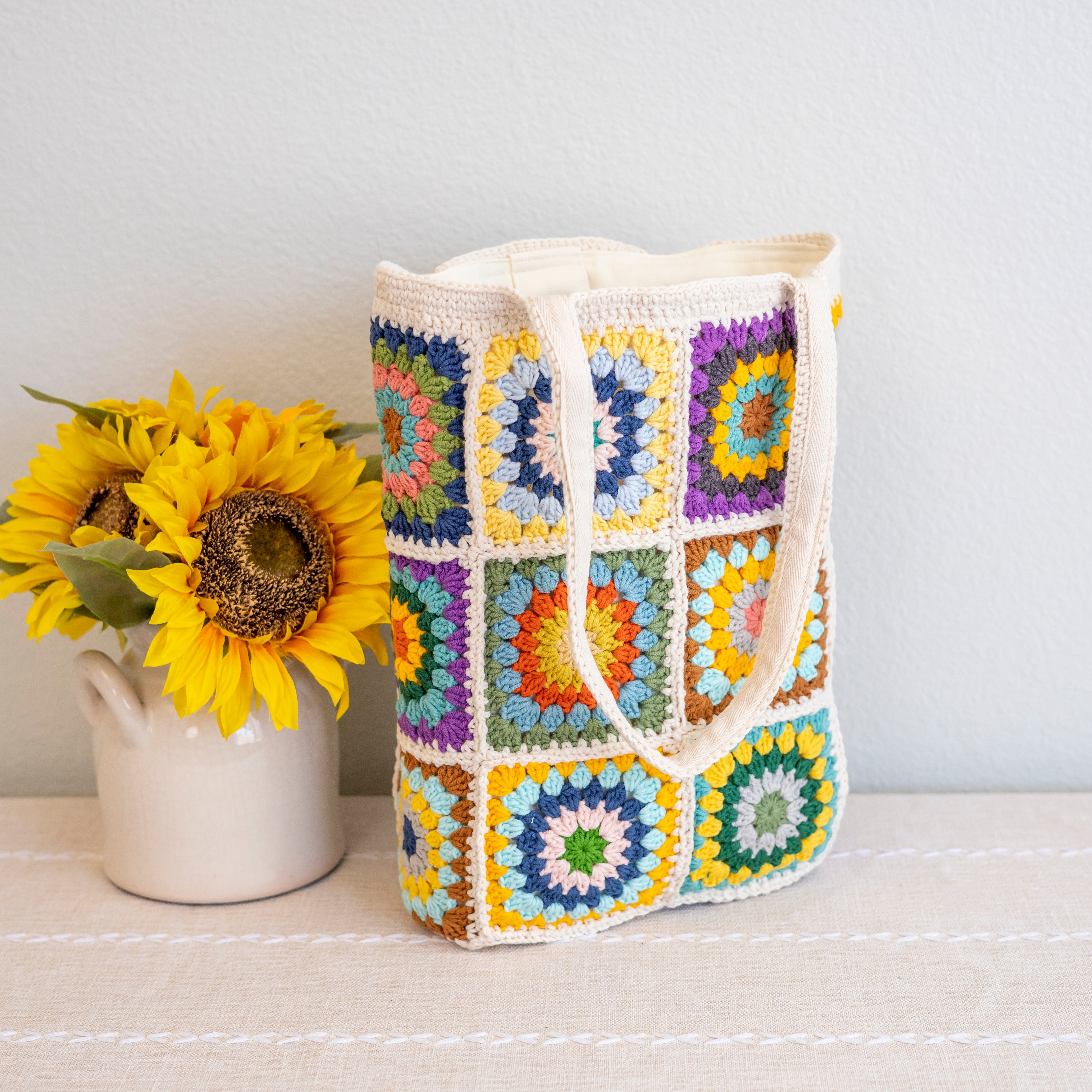 Handmade Granny Square Shoulder Tote Bag