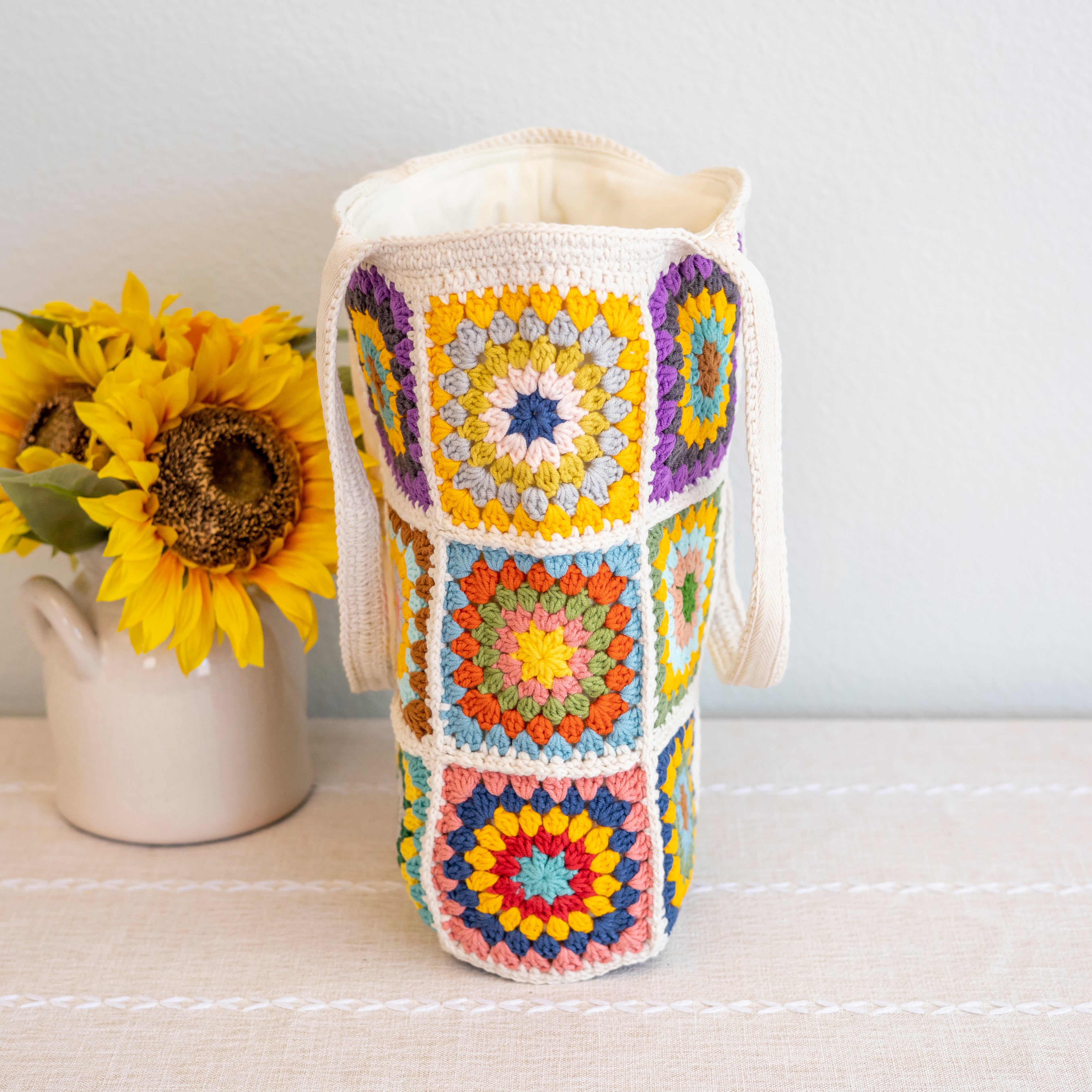Handmade Granny Square Shoulder Tote Bag