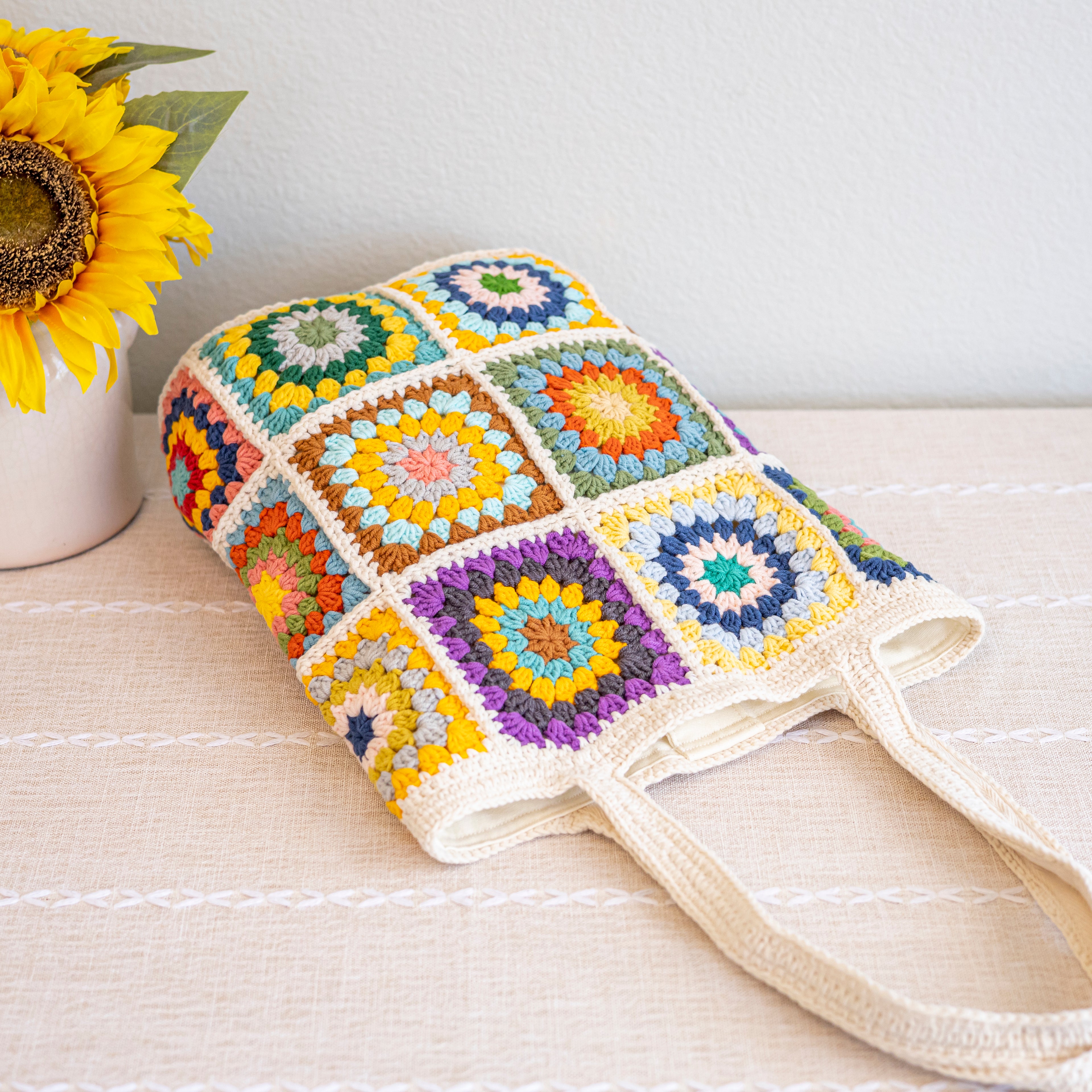 Handmade Granny Square Shoulder Tote Bag