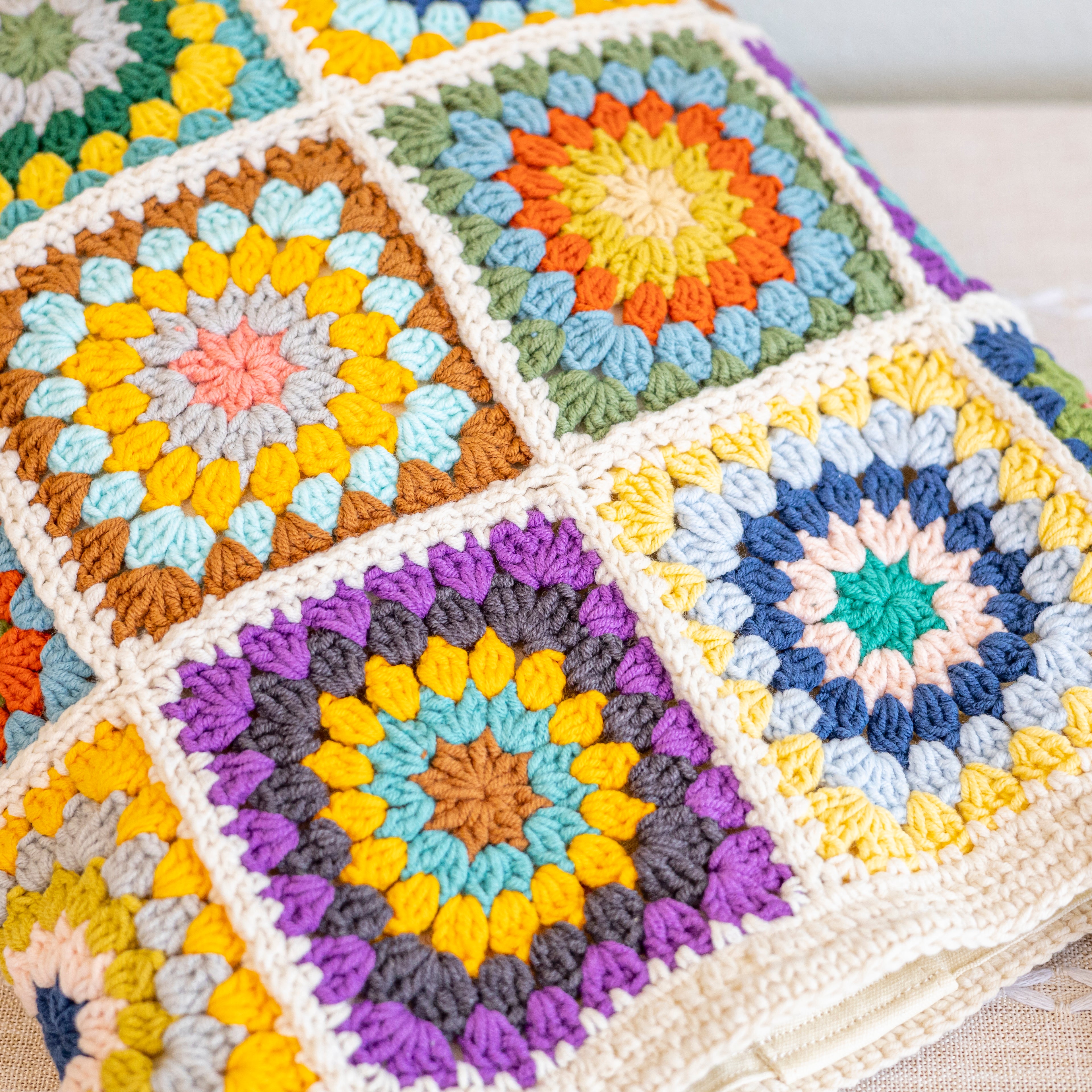 Handmade Granny Square Shoulder Tote Bag