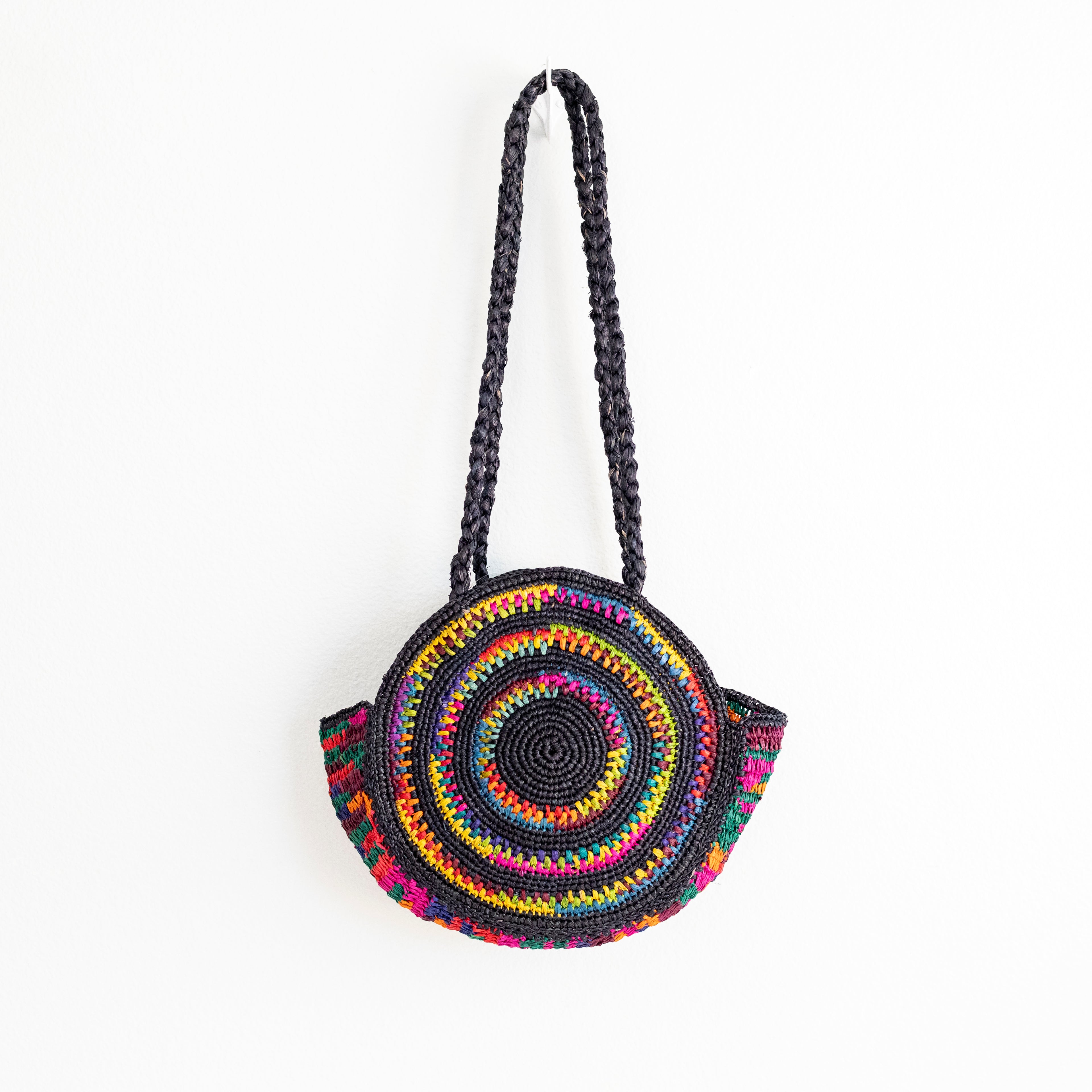 Round Raffia Woven Shoulder Bag