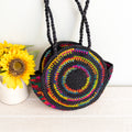 Round Raffia Woven Shoulder Bag