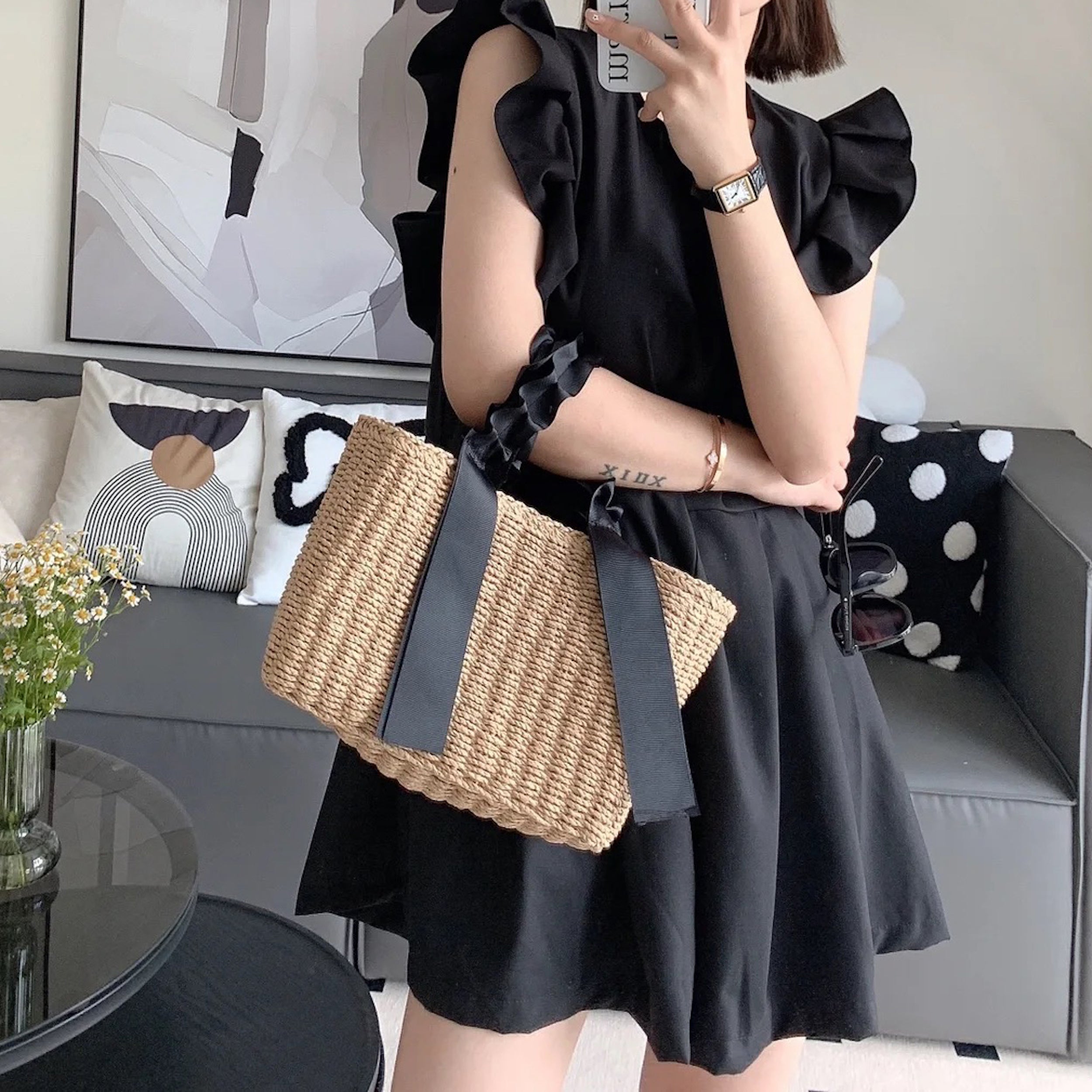 Summer Straw Beach Basket Handbag