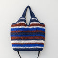 Handmade Crochet Straw Tote Striped Summer Bag