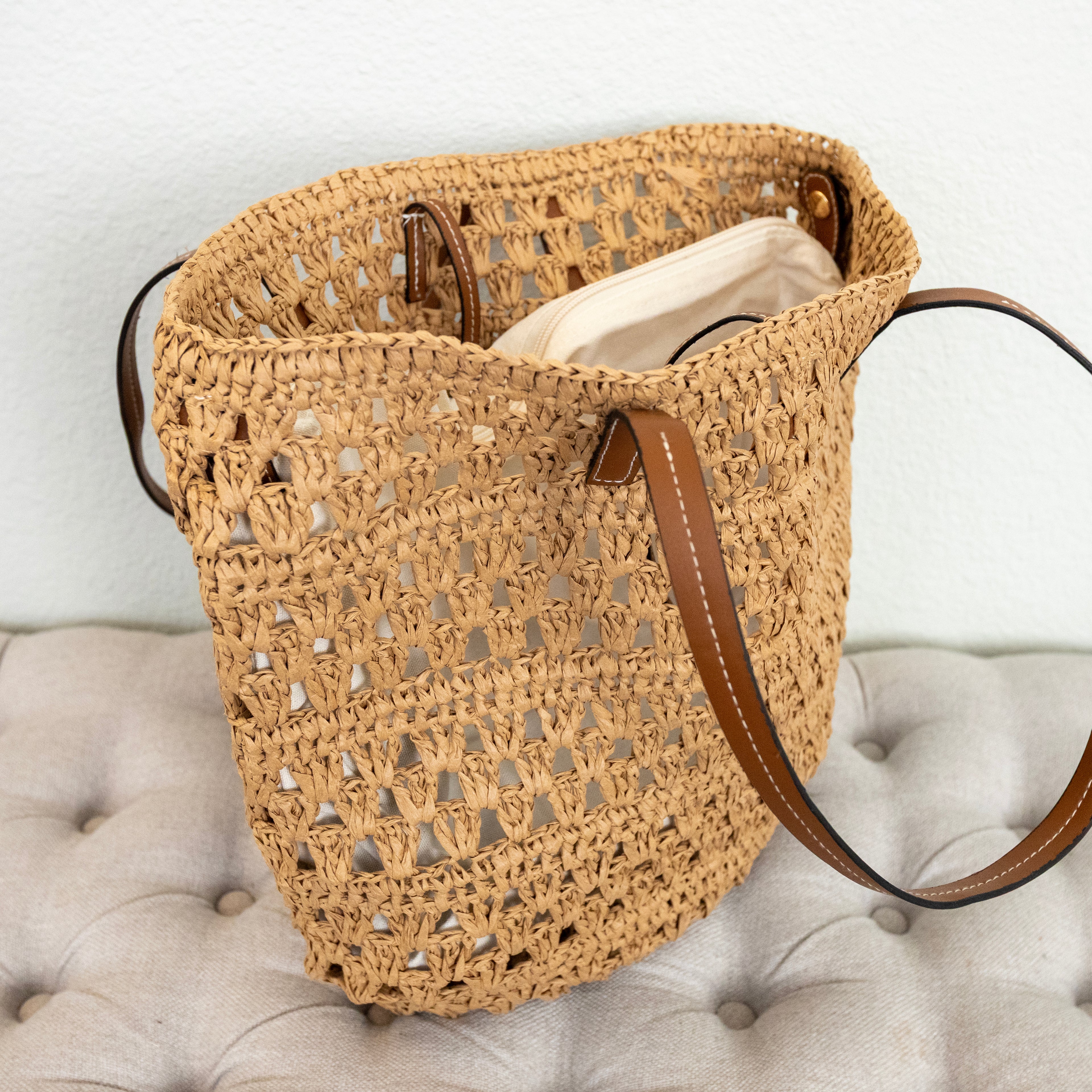 Beach Straw Woven Tote Bag