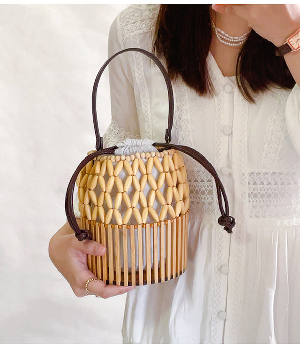 Elena Handbags Summer Bamboo Bucket Shoulder Purse