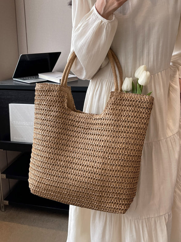 Elena Handbags Retro Straw Woven Tote Bag