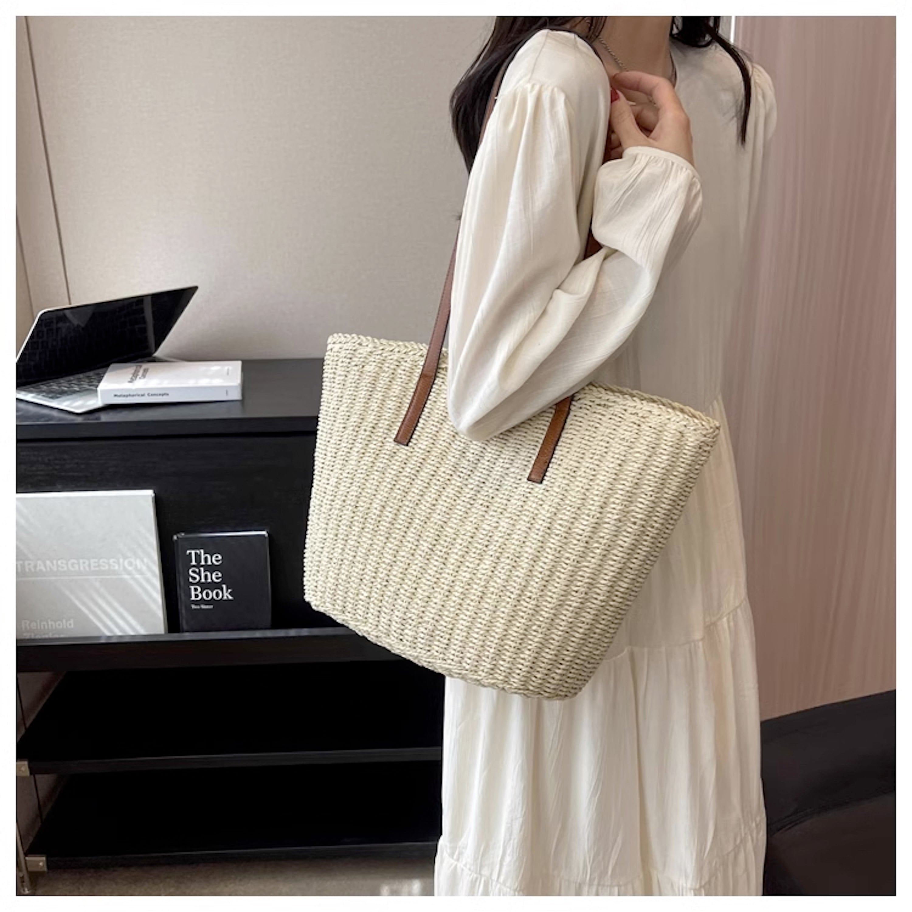 Woven Straw Market Tote Summer Fashion Bag