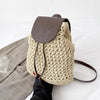 Elena Handbags Straw Woven Backpack with Leather Strap and Flap