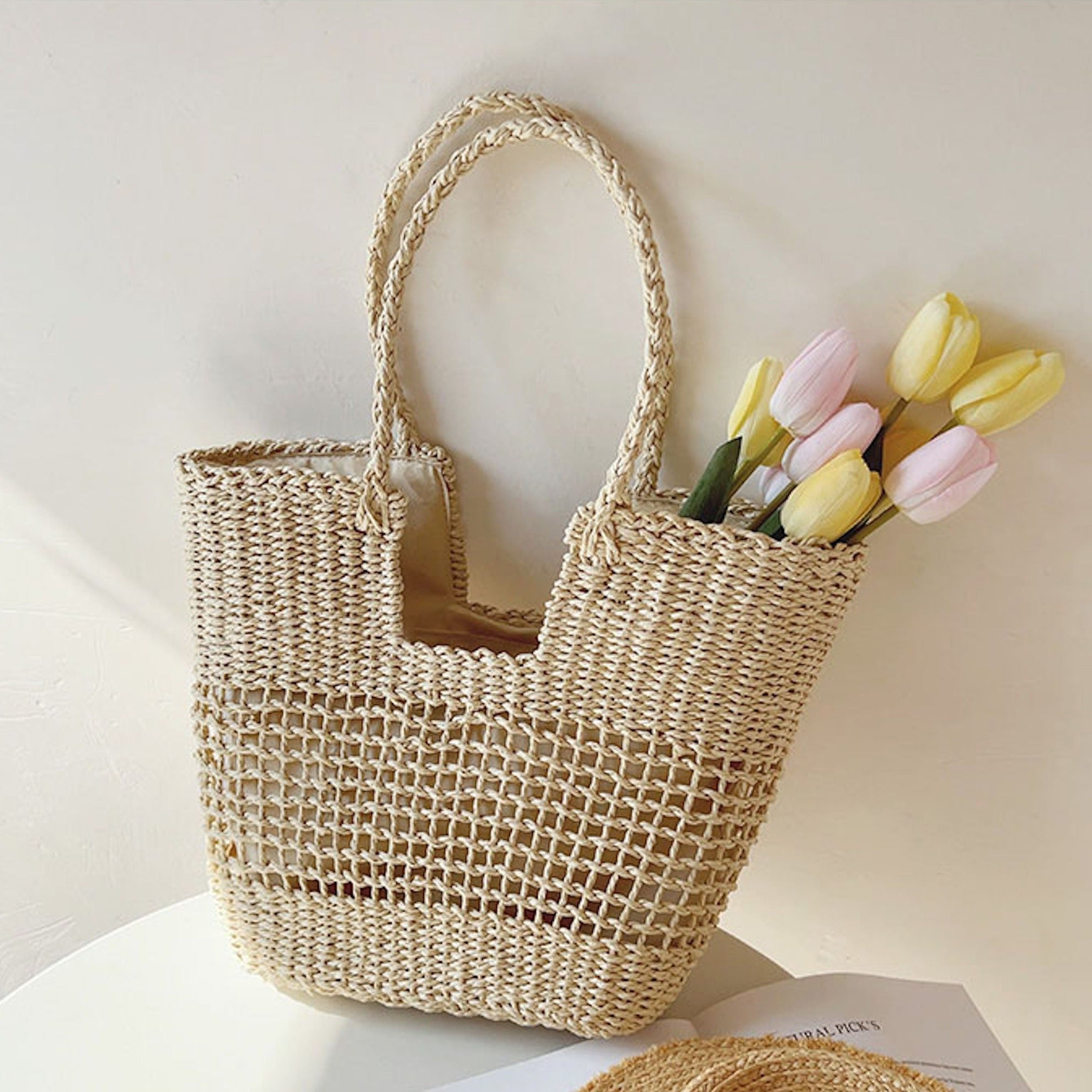 Straw Basket Summer Tote Bag