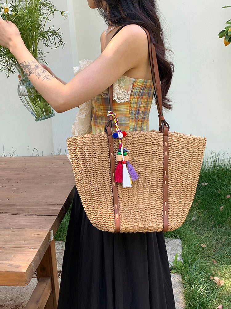 Beach Straw Woven Tote Bag