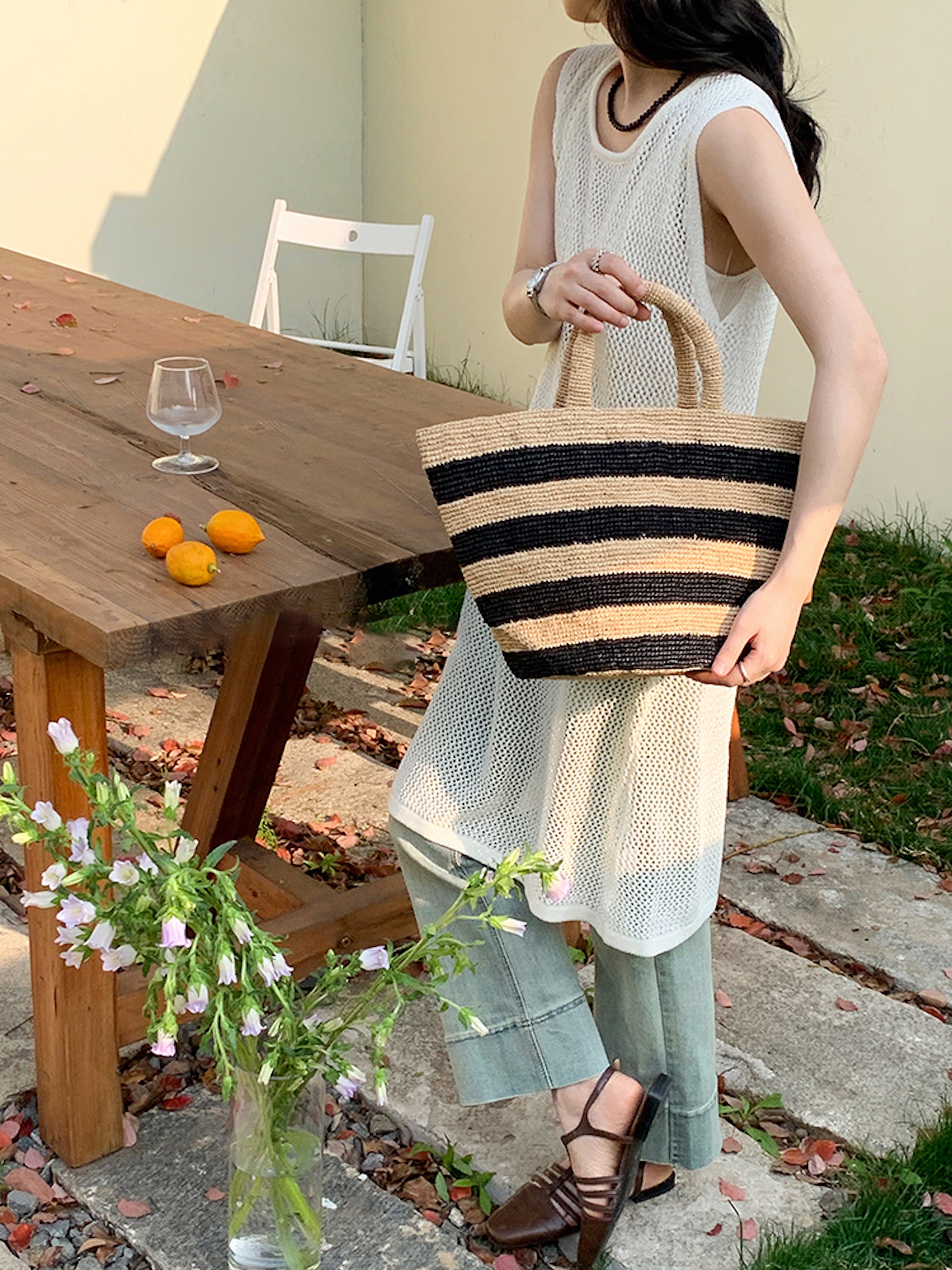 Summer Fashion Raffia Basket Bag