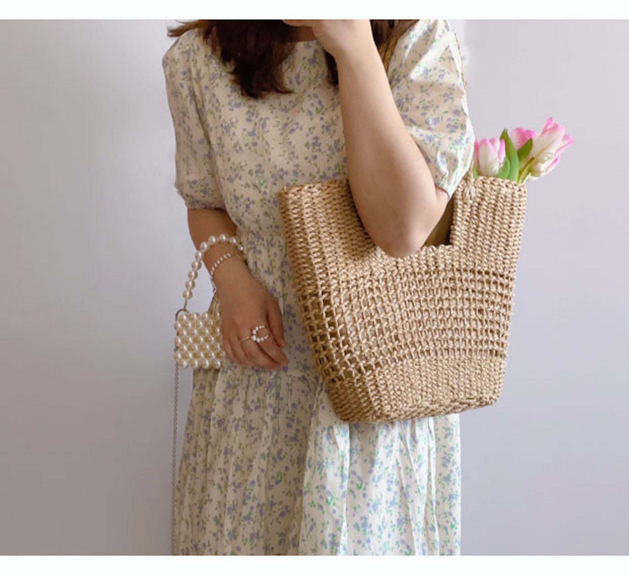 Straw Basket Summer Tote Bag