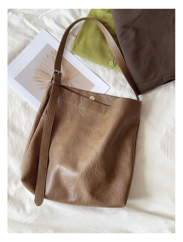 Elena Handbags Simple Leather Tote Bag