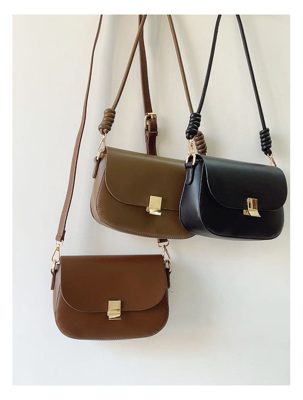 Elena Handbags Leather Saddle Flap Bag with Strap