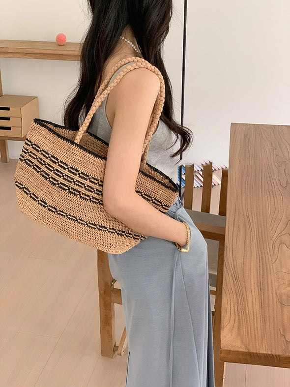 Elena Handbags Everyday Small Raffia Straw Handbag