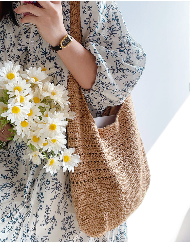 Retro Cotton Knitted Shoulder Bag