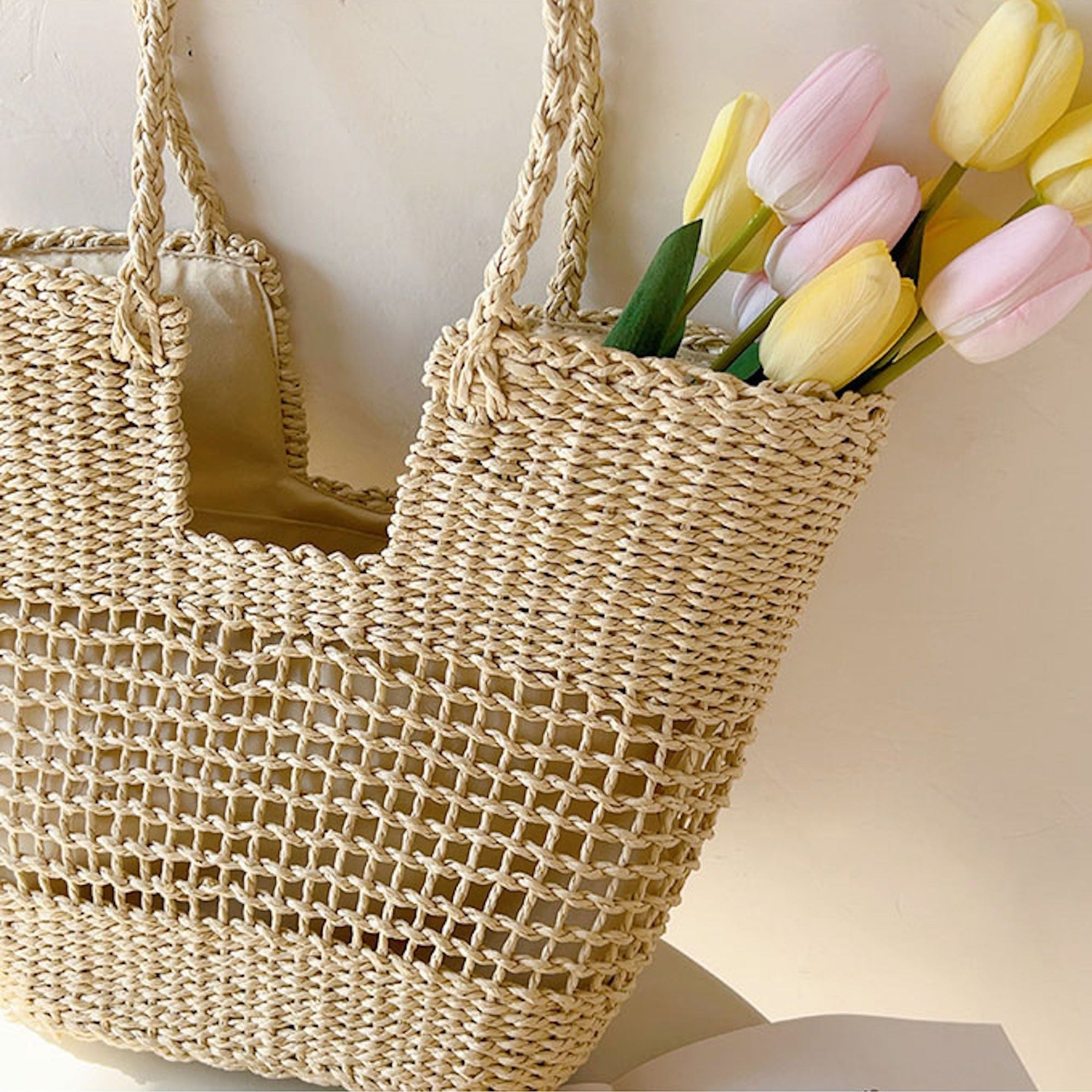 Straw Basket Summer Tote Bag