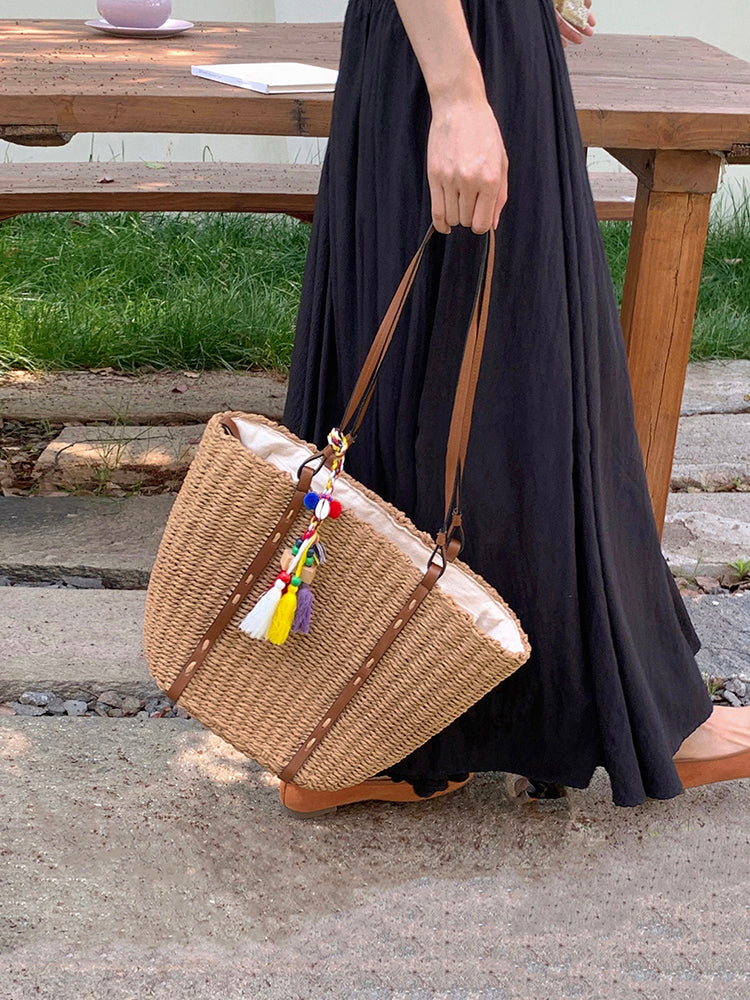 Beach Straw Woven Tote Bag