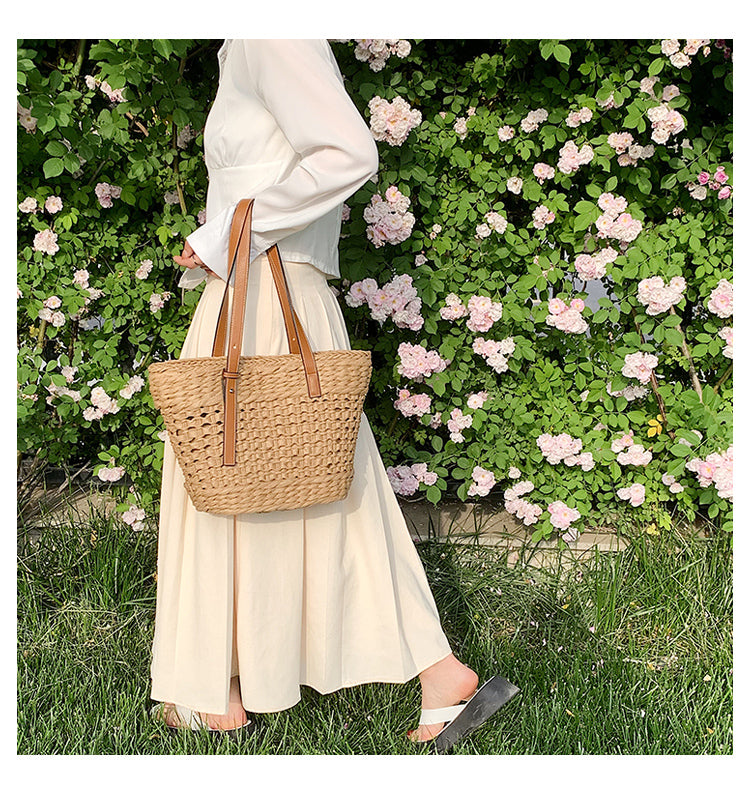 Straw Basket Tote Bag