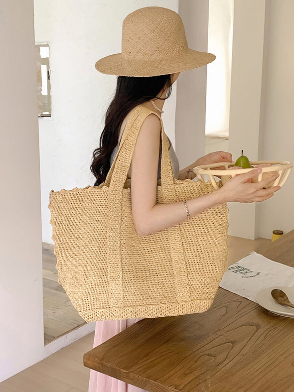 Elena Handbags Soft Raffia Woven Summer Straw Shoulder Bag