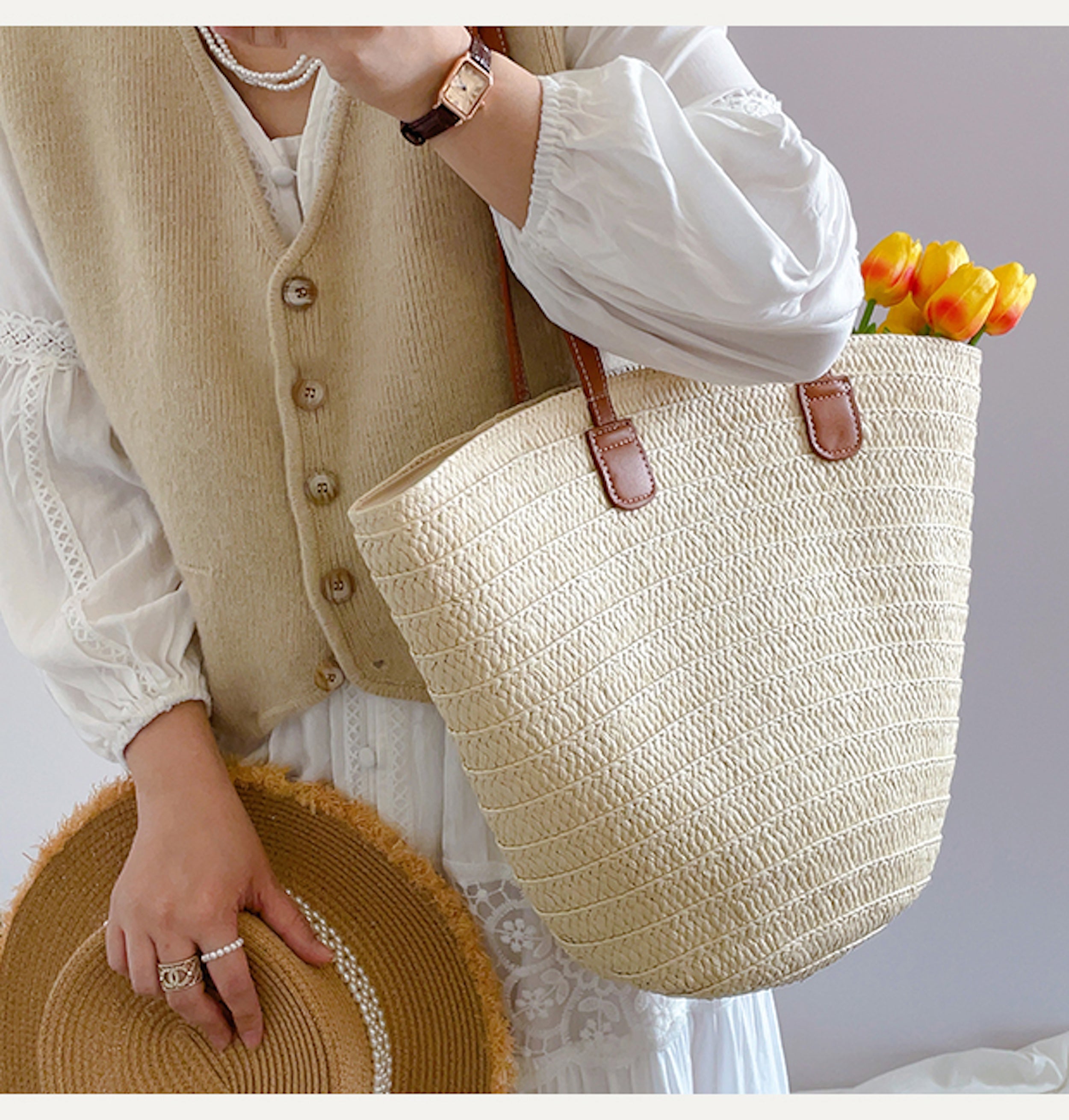 Summer Basket Tote Bag