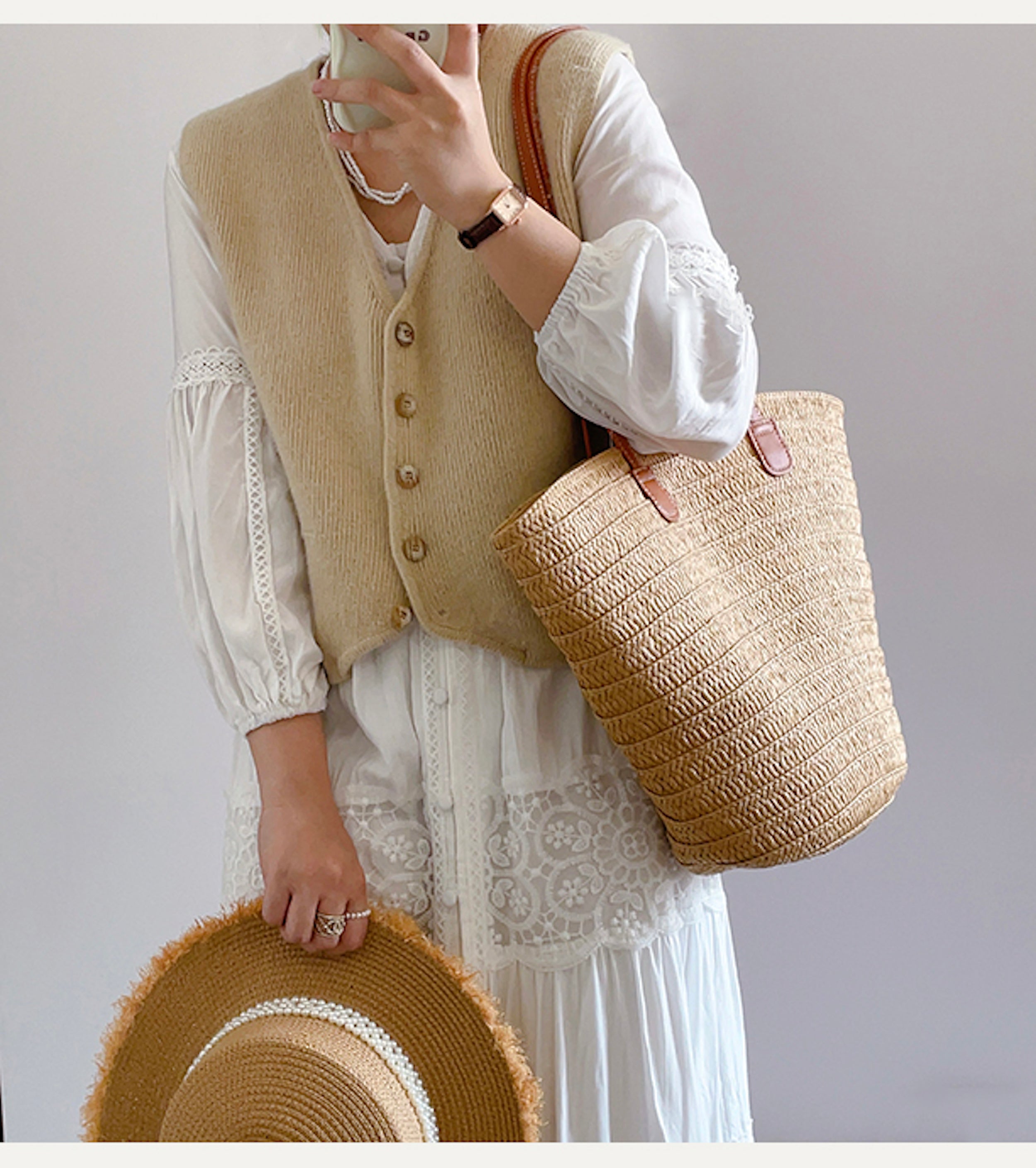 Summer Basket Tote Bag
