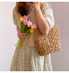 Elena Handbags Long Handle Floral Design Straw Beach Tote