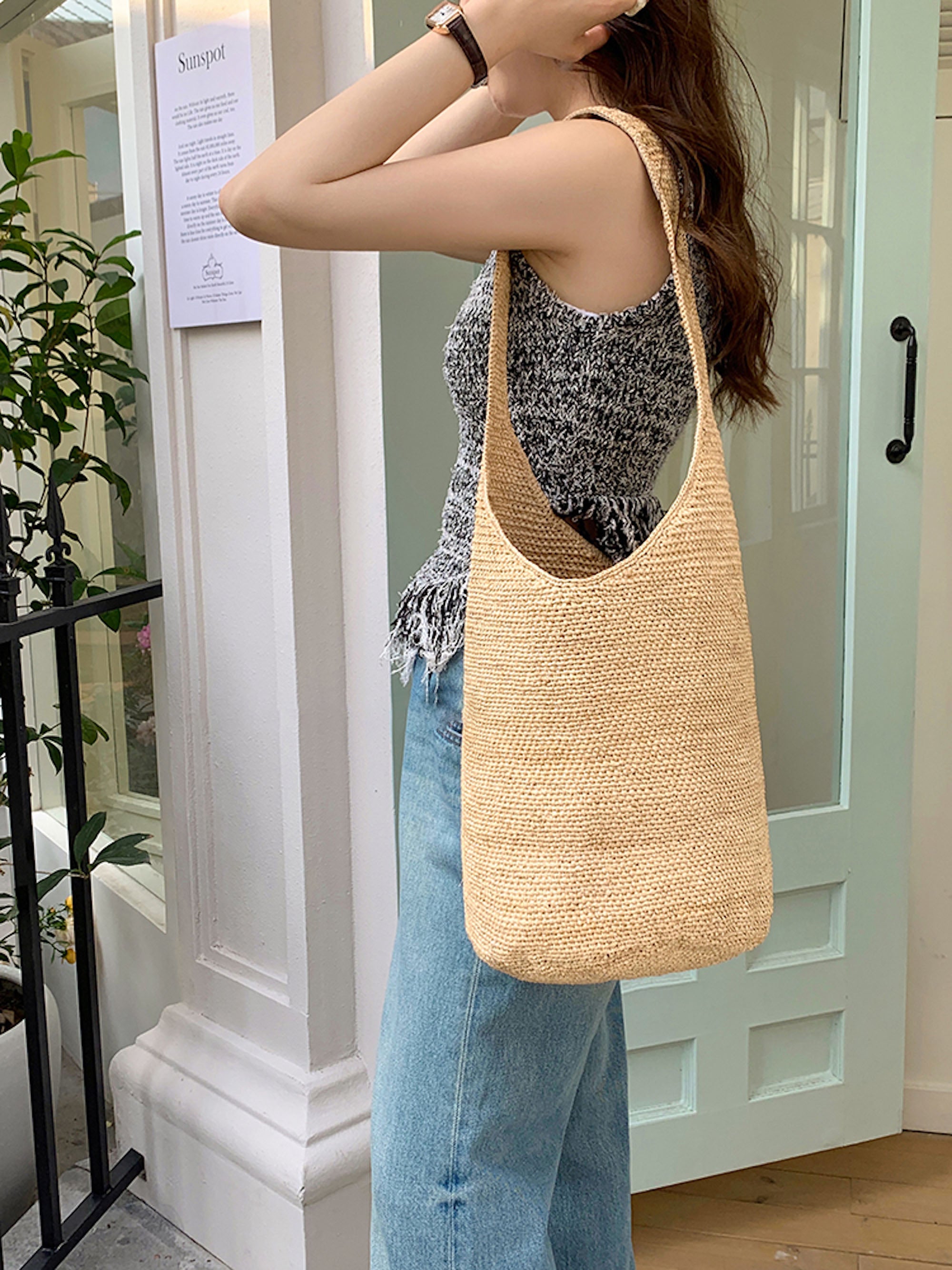 Women's Raffia Straw Basket Shoulder Bag
