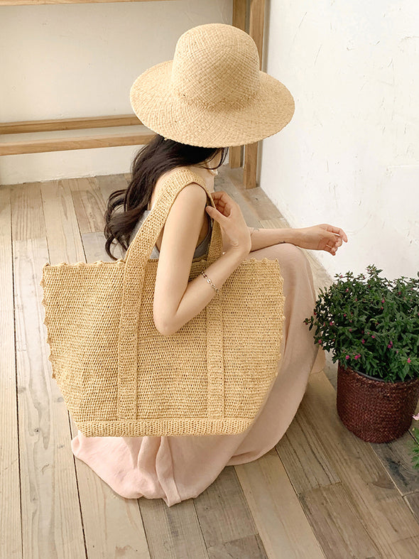 Elena Handbags Soft Raffia Woven Summer Straw Shoulder Bag