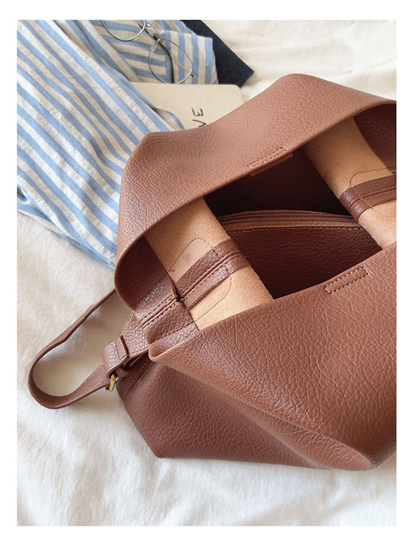 Elena Handbags Soft Leather Tote Bucket Work Bag