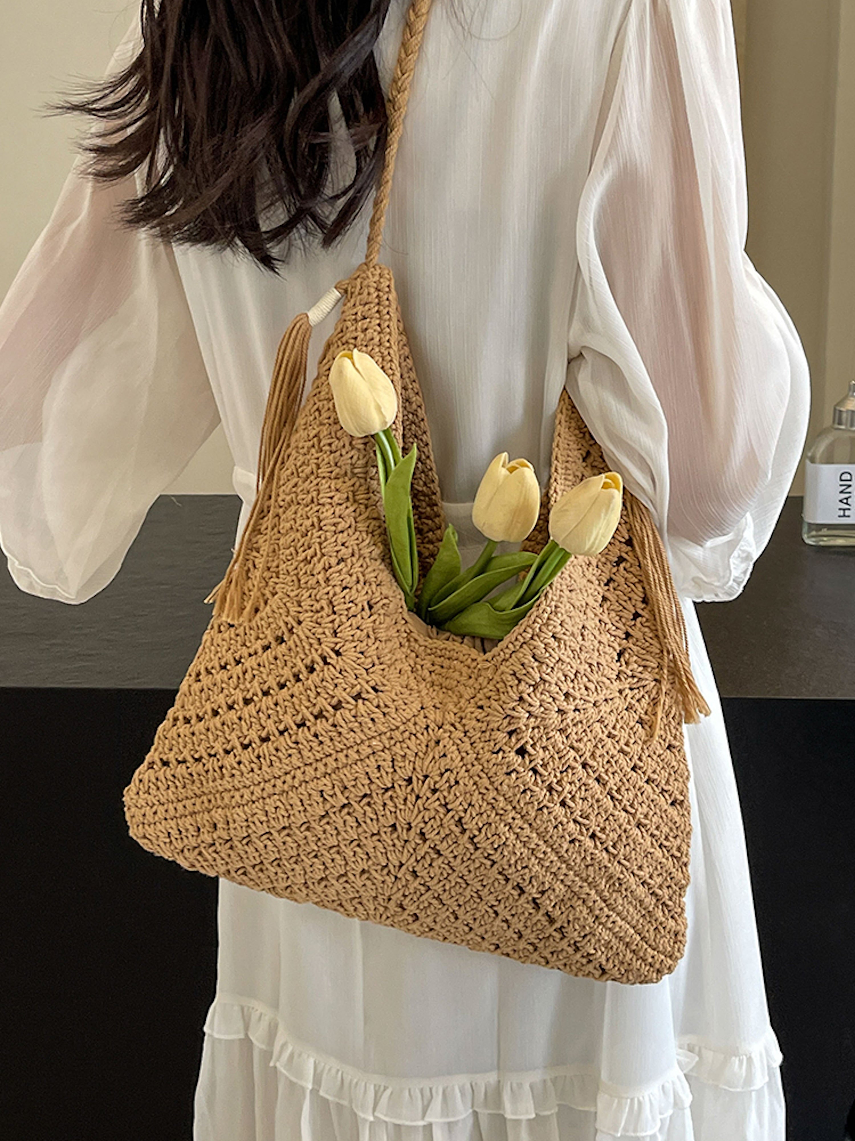 Retro Cotton Crochet Shoulder Bag