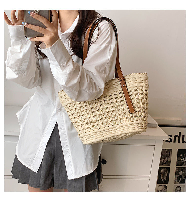 Straw Basket Tote Bag