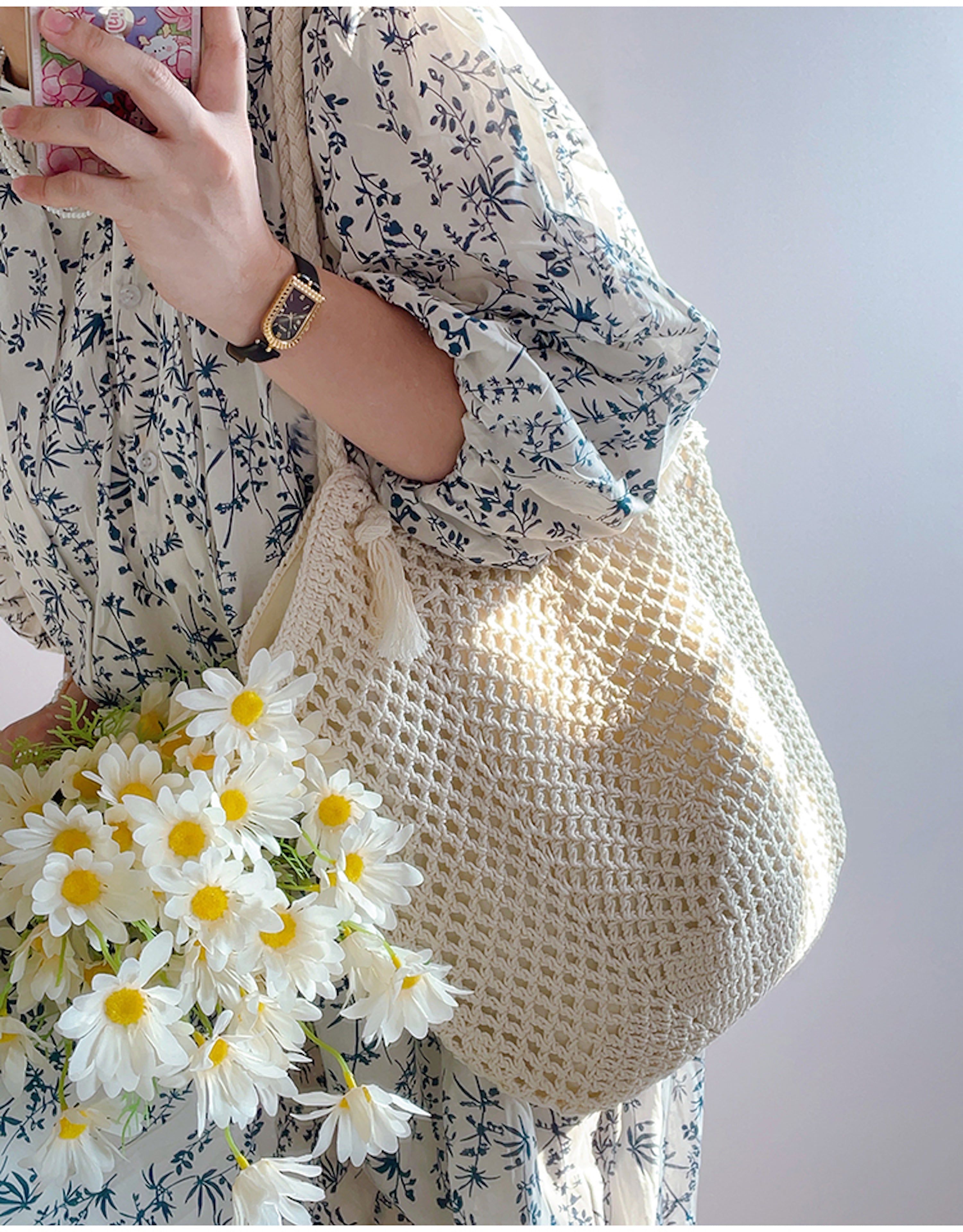 Handmade Crochet Retro Style Tote Bag