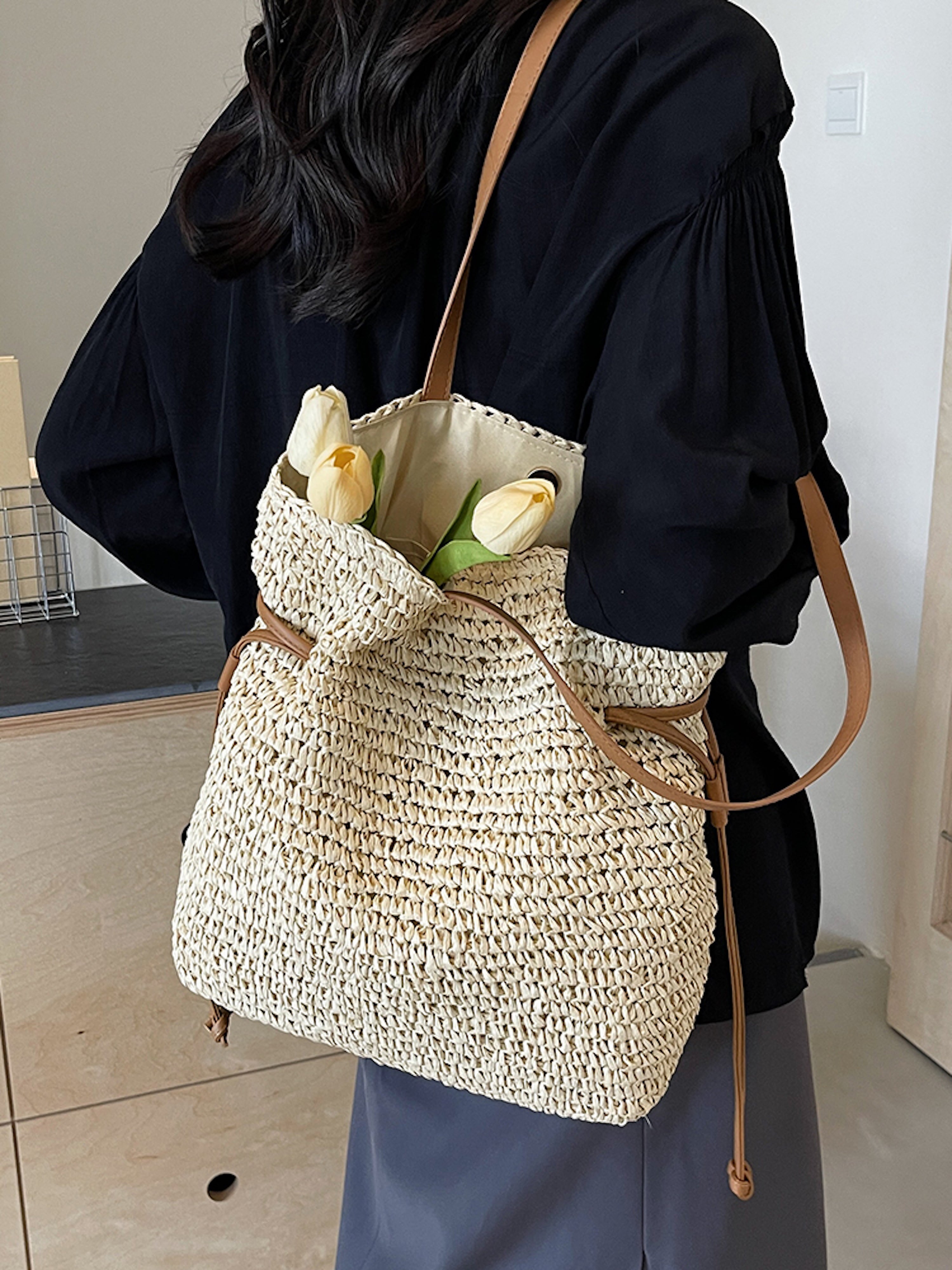 Retro Straw Woven Tote Bag
